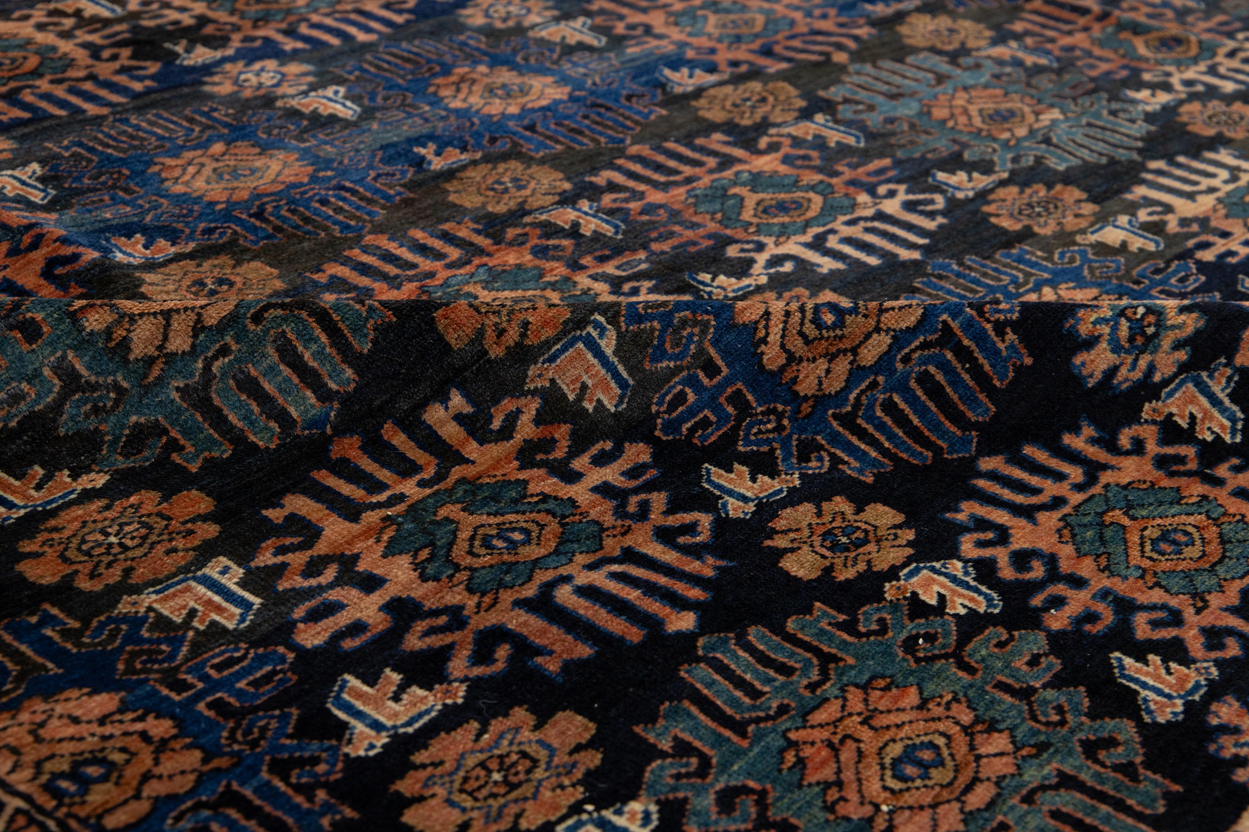 Blauer antiker persischer Hamadan-Wollteppich Handcrafted in the 1900s (Persisch) im Angebot