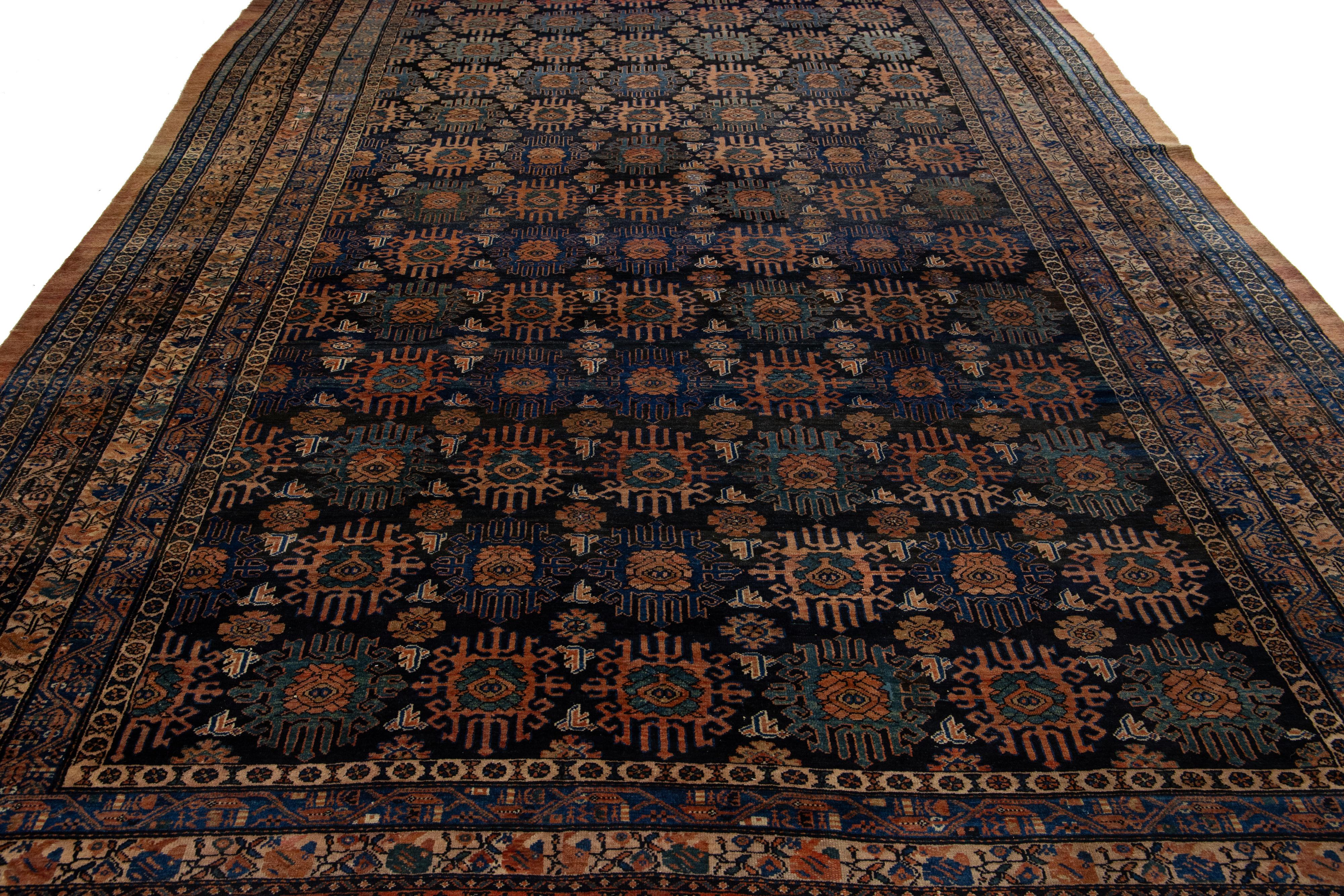 Blauer antiker persischer Hamadan-Wollteppich Handcrafted in the 1900s (Wolle) im Angebot