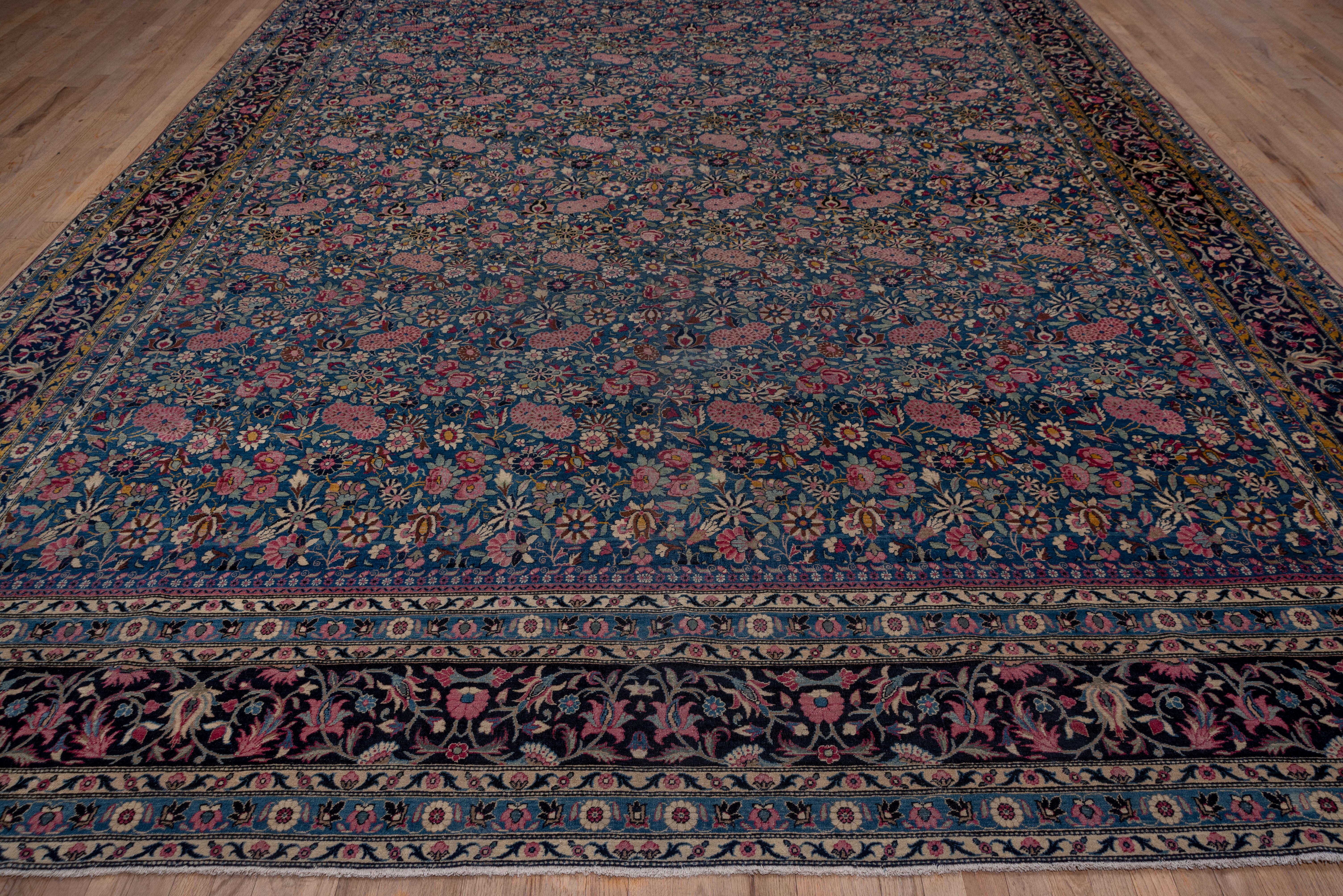 Kirman Blue Antique Persian Kerman Mansion Carpet For Sale