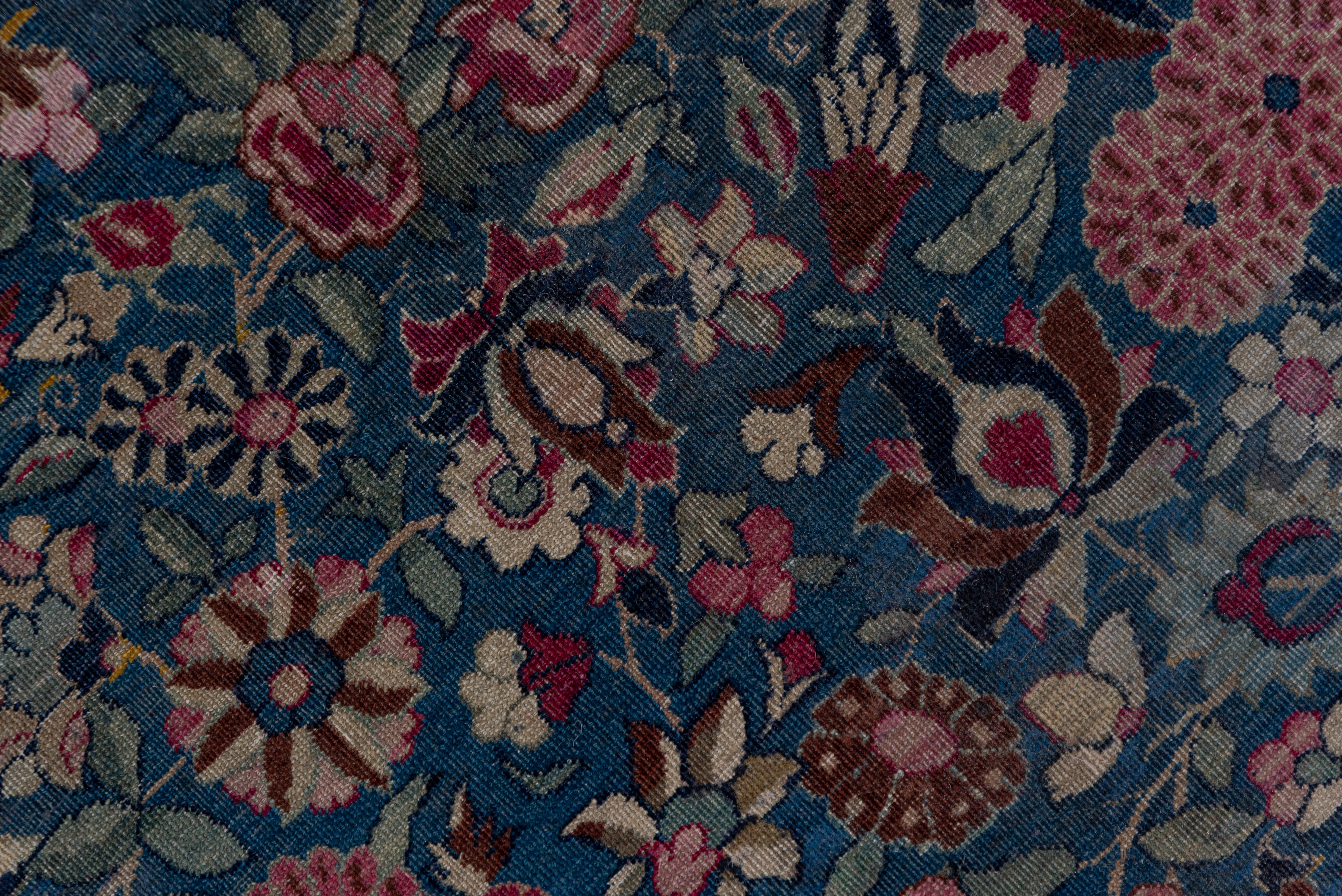 Blue Antique Persian Kerman Mansion Carpet In Good Condition For Sale In New York, NY
