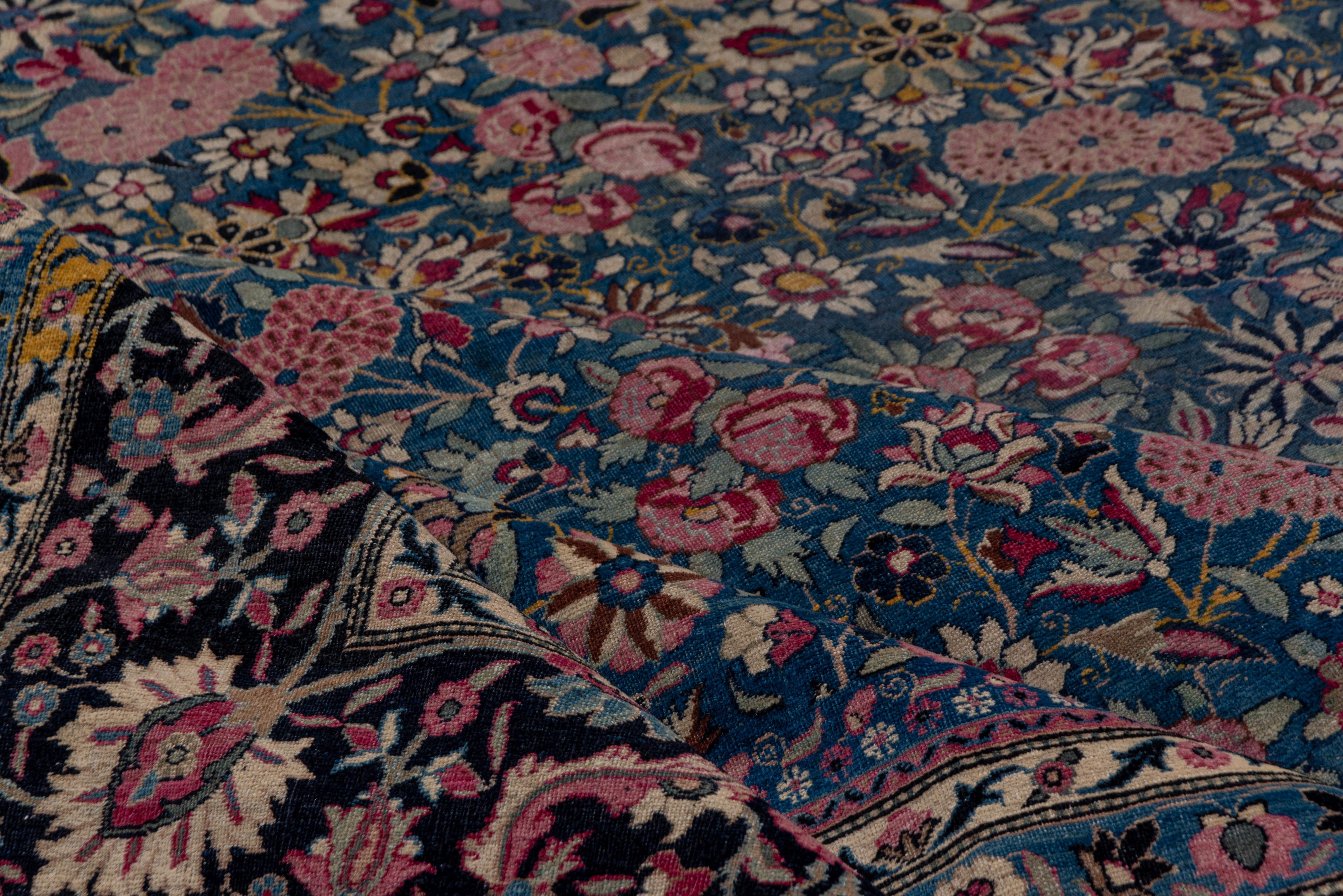Blue Antique Persian Kerman Mansion Carpet For Sale 2