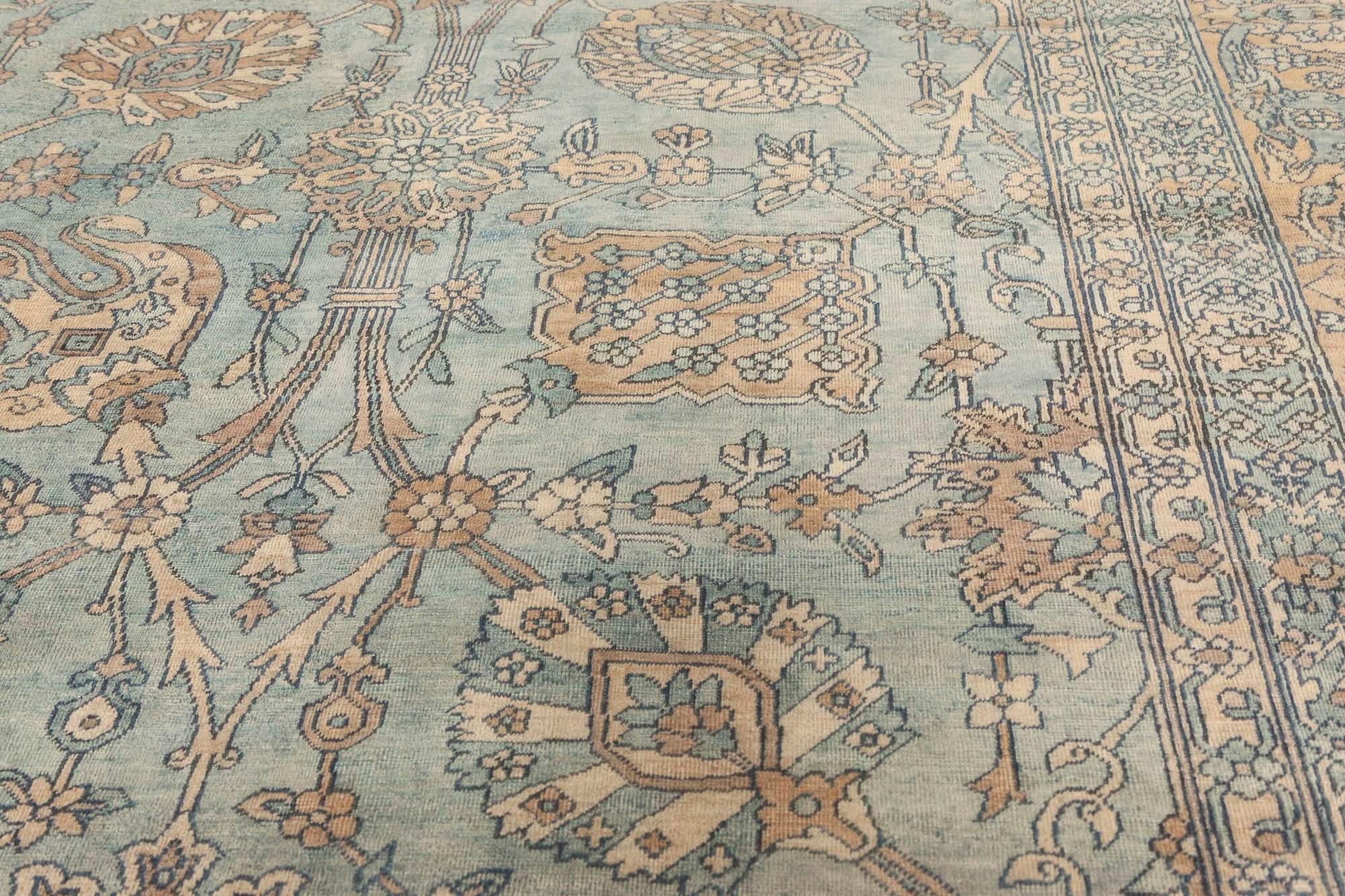 Blue Antique Persian Kirman Rug In Good Condition In New York, NY