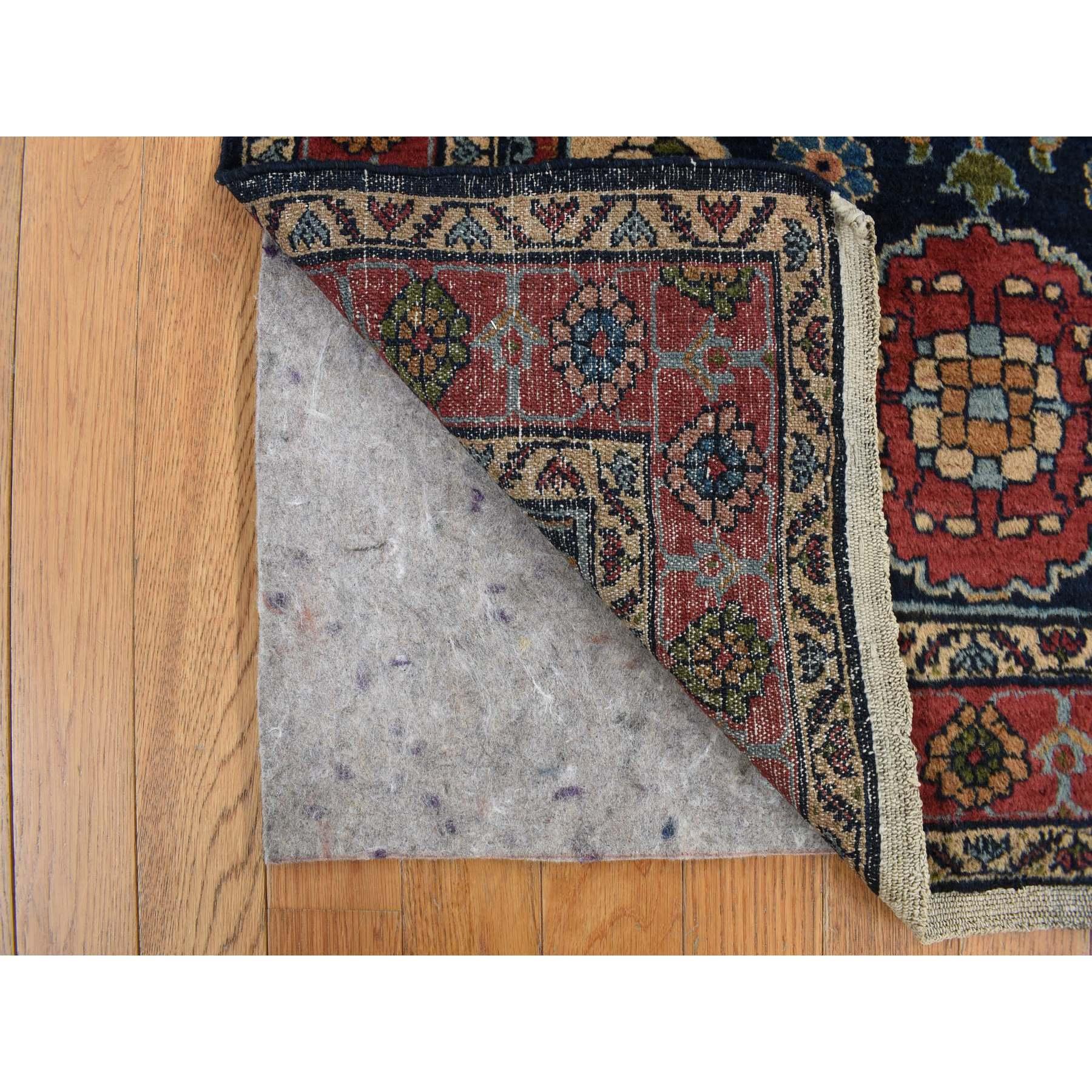 Hand-Knotted Blue Antique Persian Lilihan Full Pile Clean and Soft Hand Knotted Rug 3'1