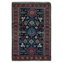Blue Antique Persian Lilihan Full Pile Clean and Soft Hand Knotted Rug 3'1"x4'7"
