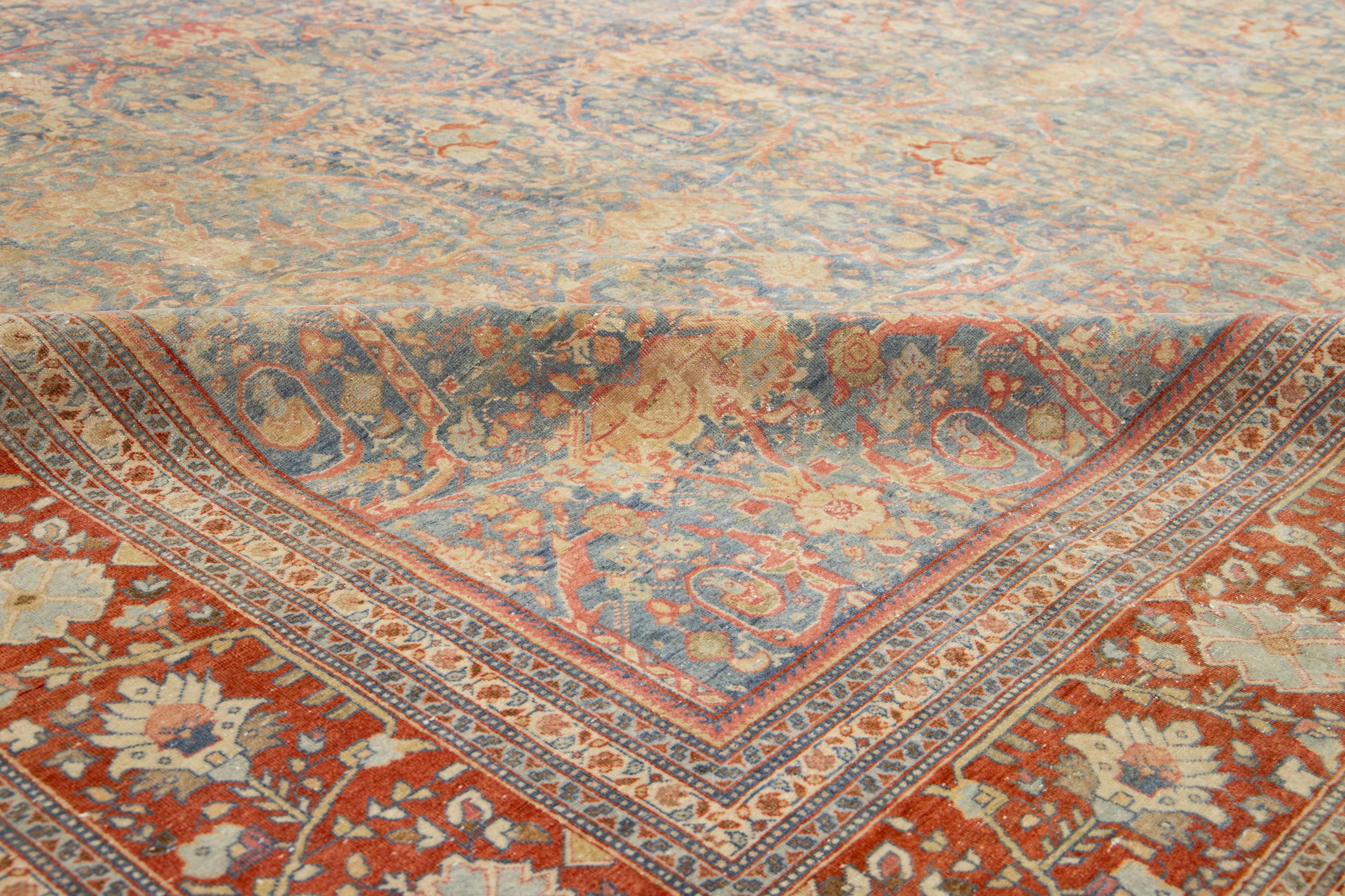 Tapis persan Mahal ancien fait à la main avec motif sur toute la surface en vente 2