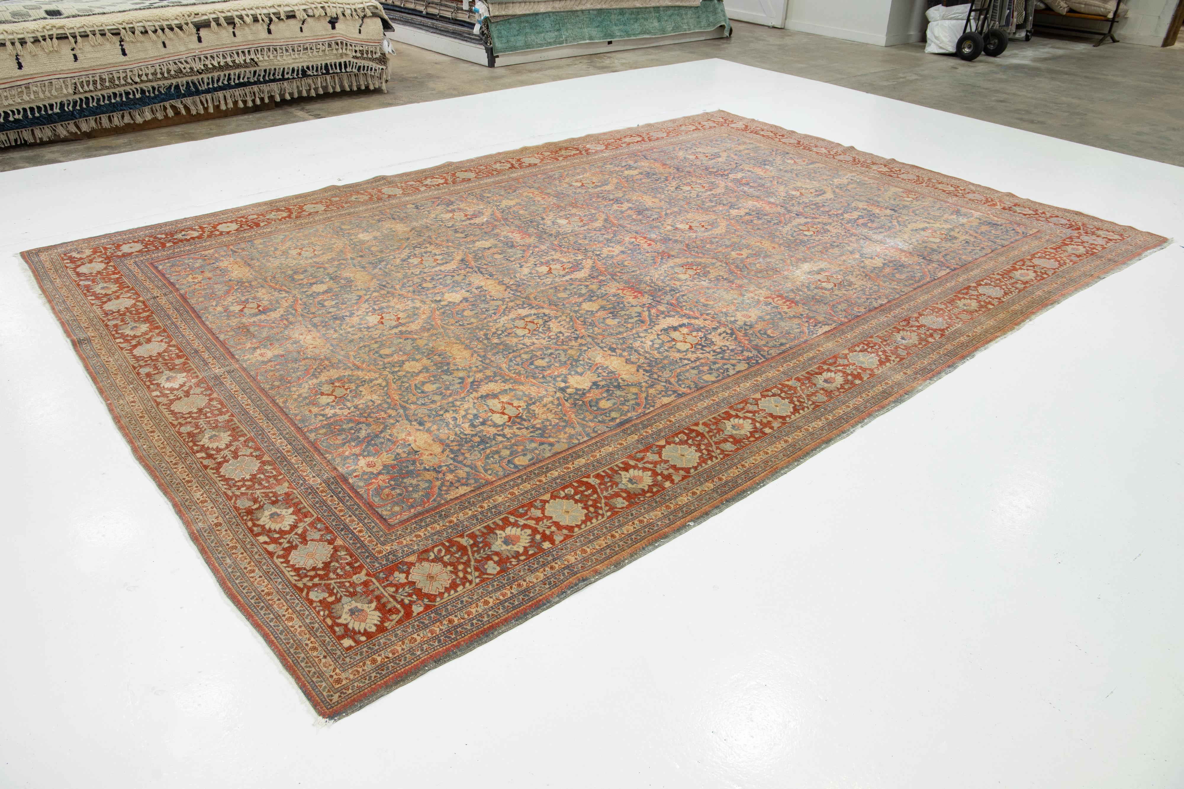 Islamique Tapis persan Mahal ancien fait à la main avec motif sur toute la surface en vente