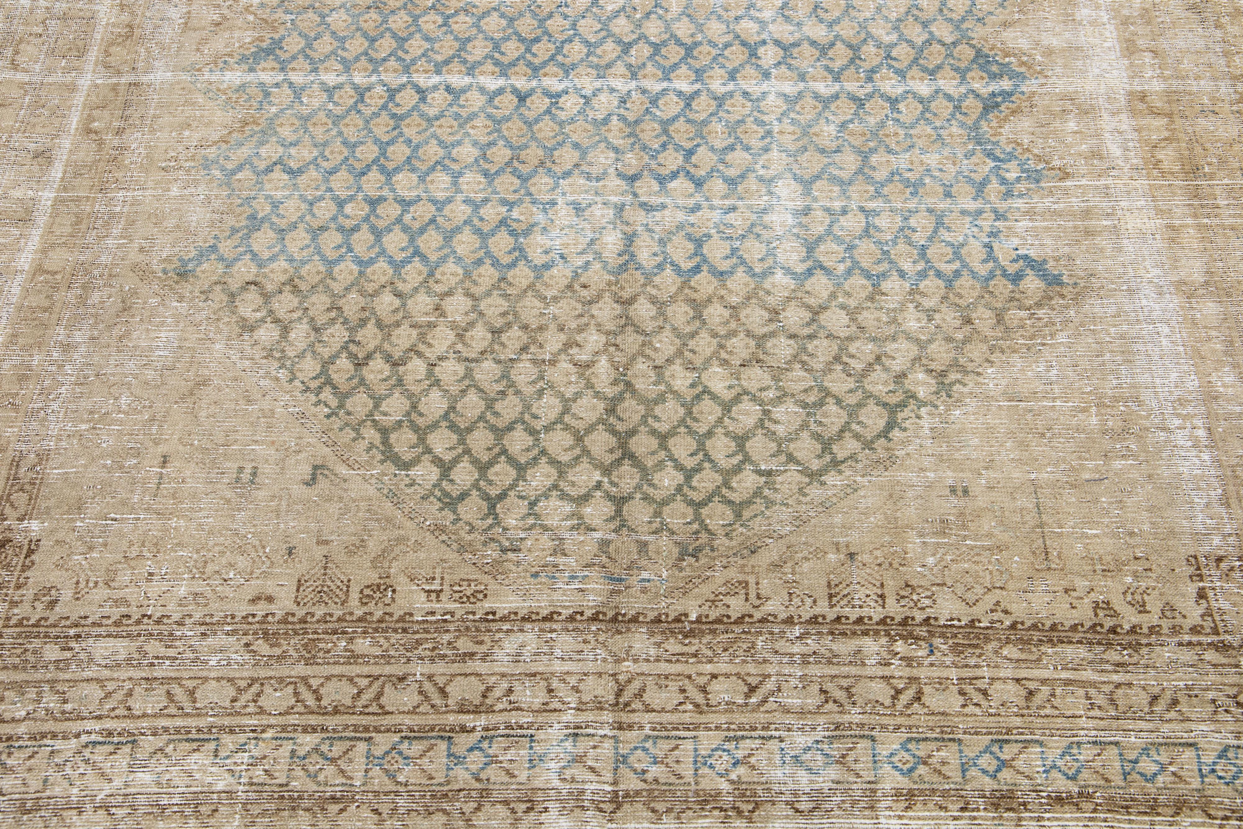Blauer antiker persischer Malayer-Wollteppich mit Allover-Muster (20. Jahrhundert) im Angebot