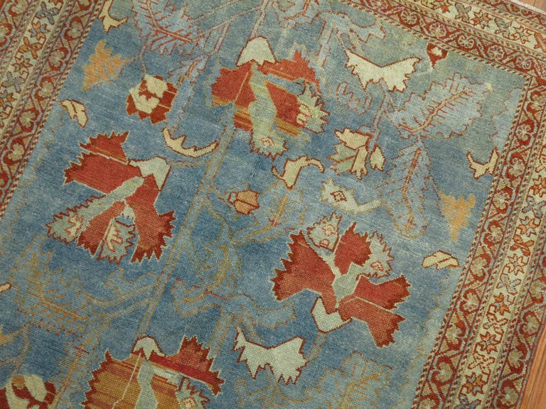 Blue Leaf Design Antique Persian Malayer Rug In Good Condition For Sale In New York, NY
