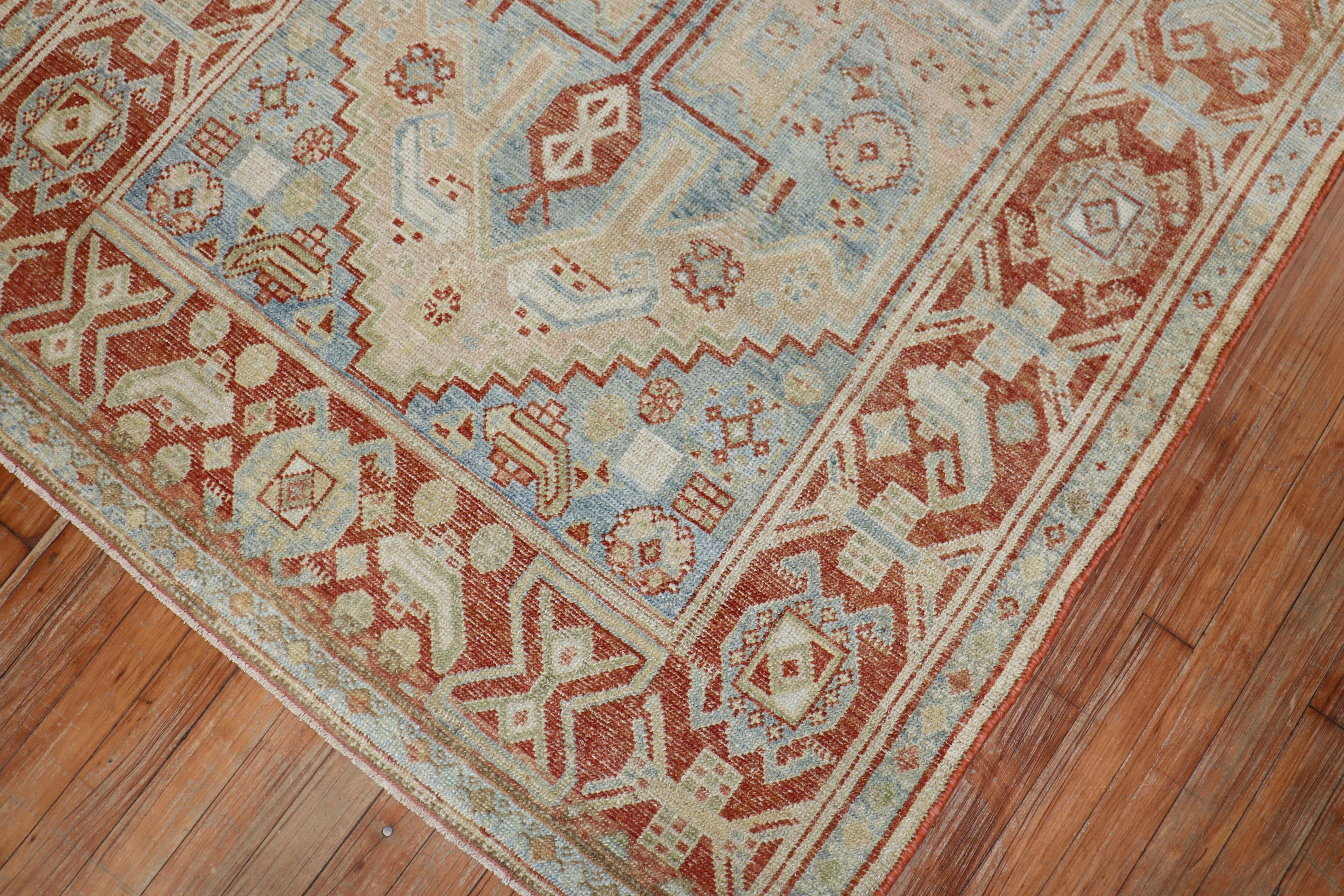 Wool Blue Antique Persian Malayer Rug For Sale