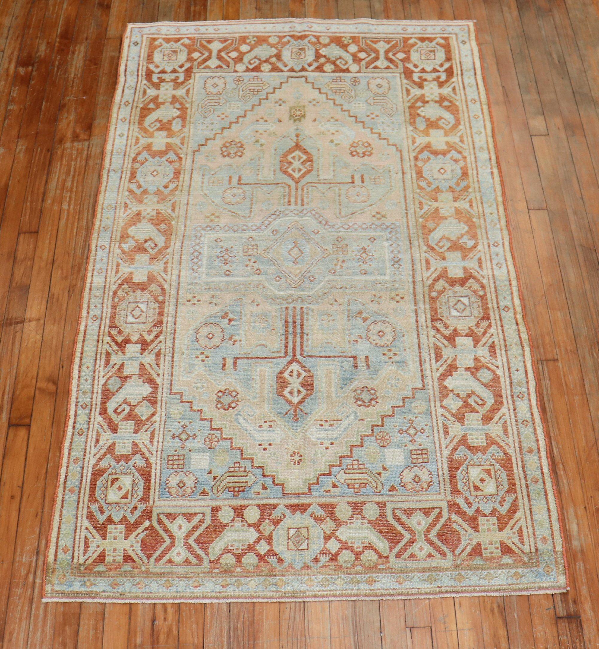 Blue Antique Persian Malayer Rug For Sale 2