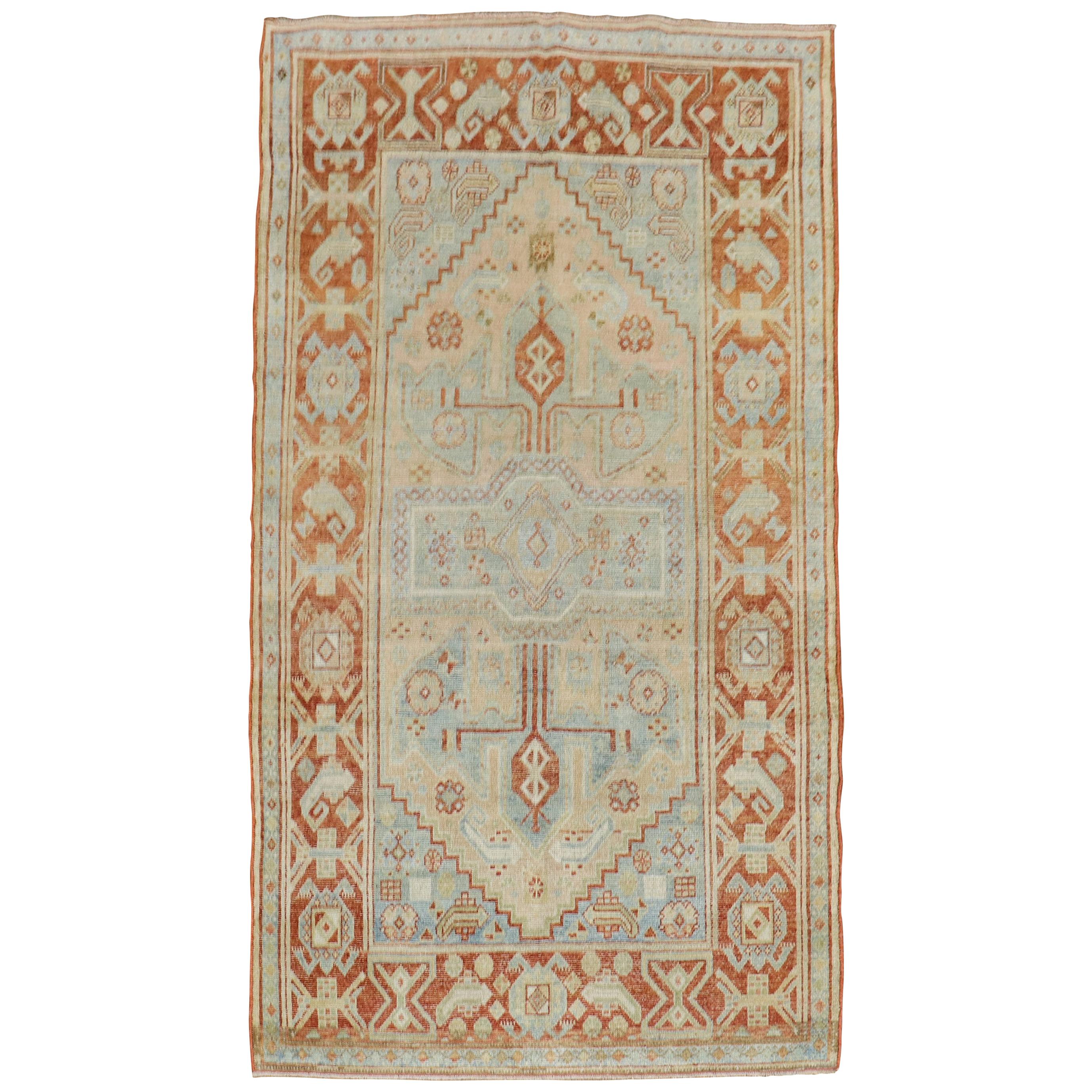 Blauer antiker persischer Malayer-Teppich in Blau