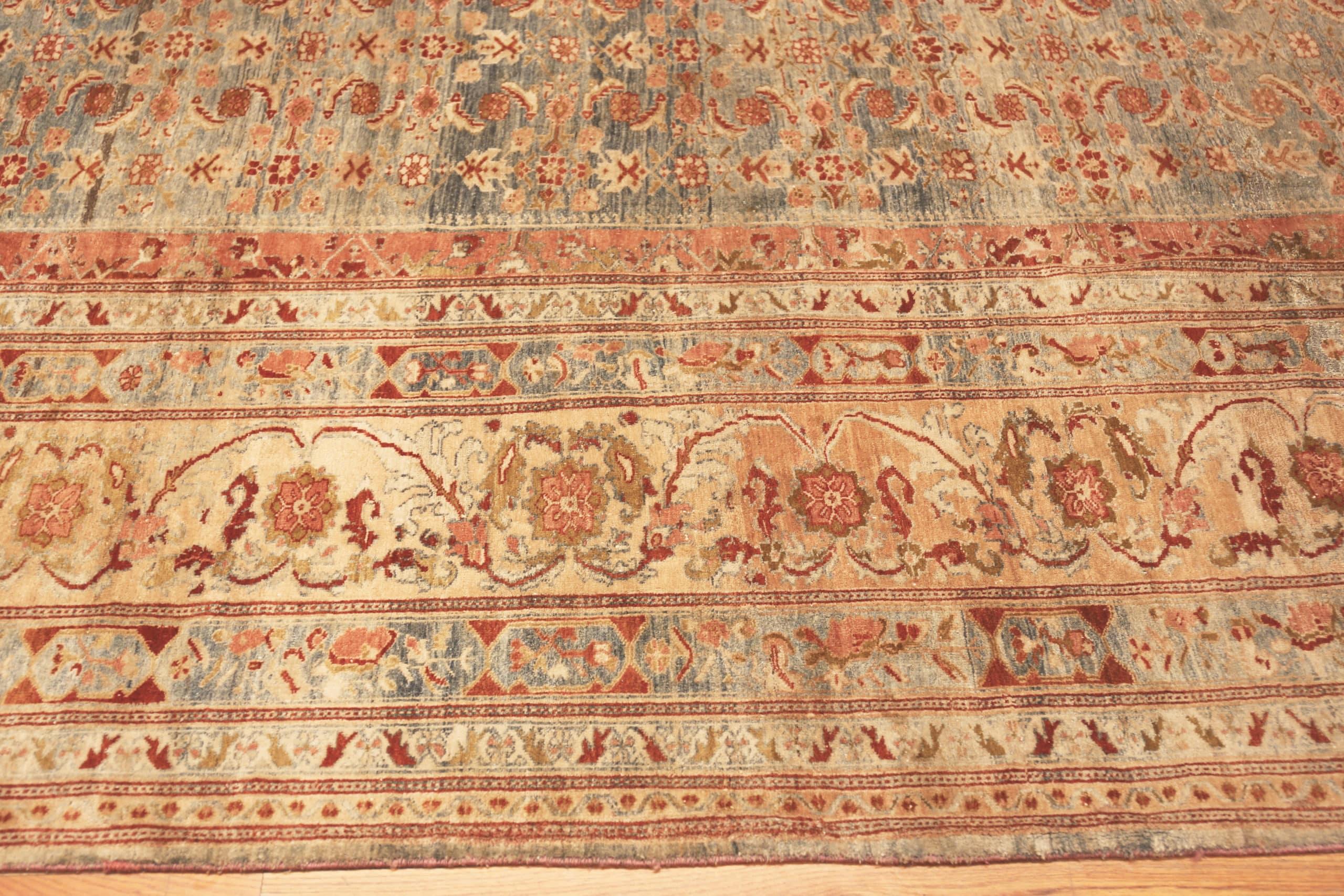Large Light Blue Background Antique Persian Malayer Rug, Country of Origin / rug type: Persian rug, Circa date: 1920. Size: 12 ft 4 in x 18 ft 8 in (3.75 m x 5.68 m). 