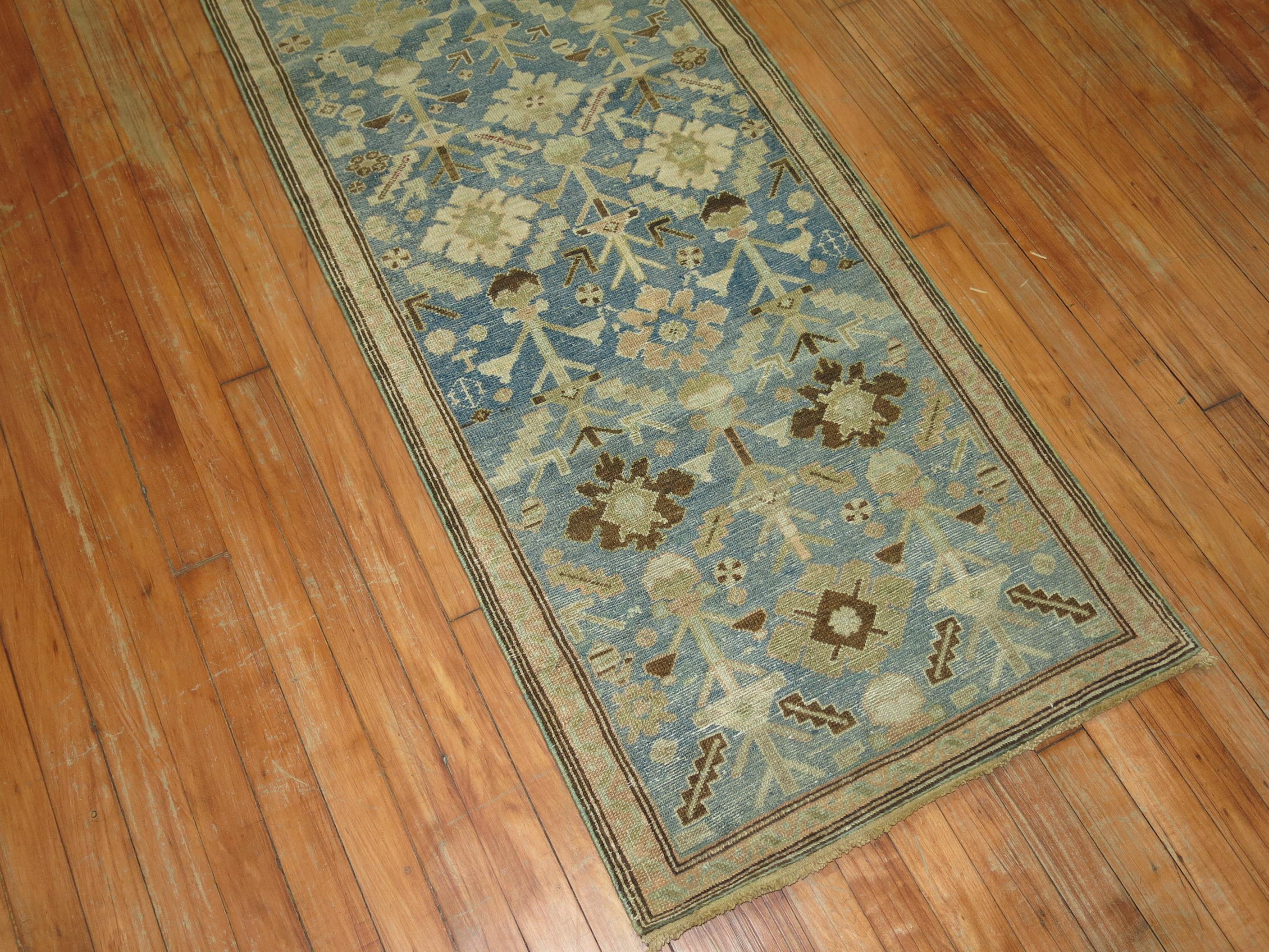 Blue Antique Persian Malayer Runner In Excellent Condition In New York, NY
