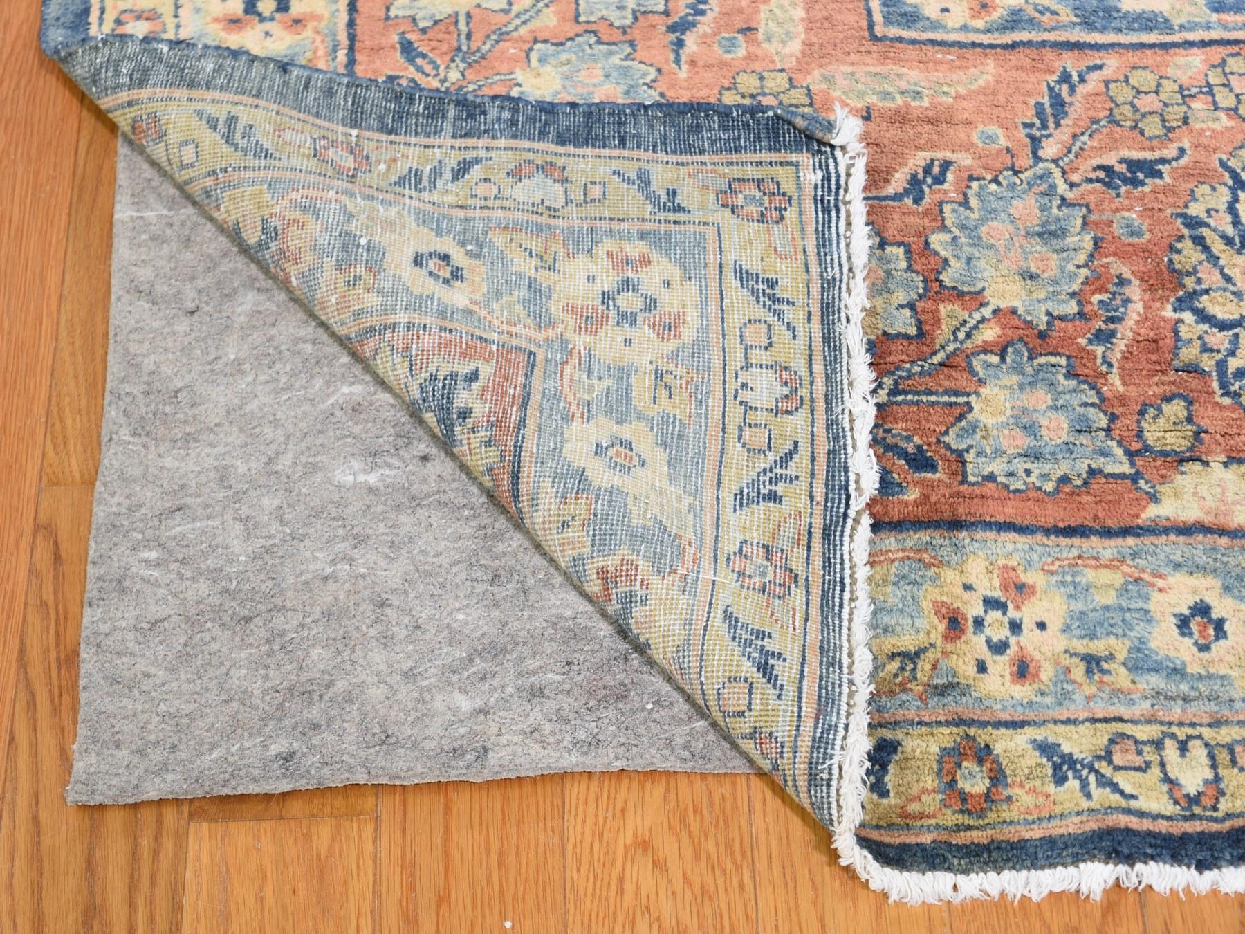 Blue Antique Persian Mohojaren Sarouk Full Soft Pile Abrush Hand Knotted In Good Condition In Carlstadt, NJ