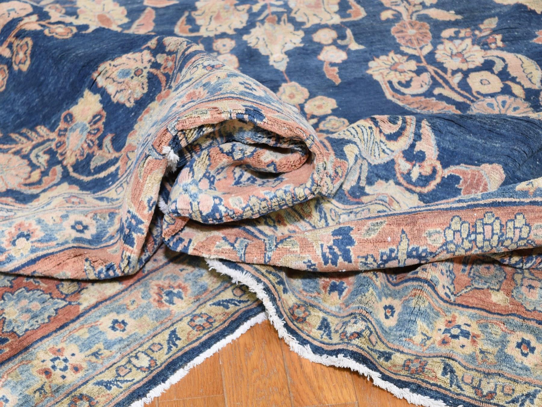 19th Century Blue Antique Persian Mohojaren Sarouk Full Soft Pile Abrush Hand Knotted