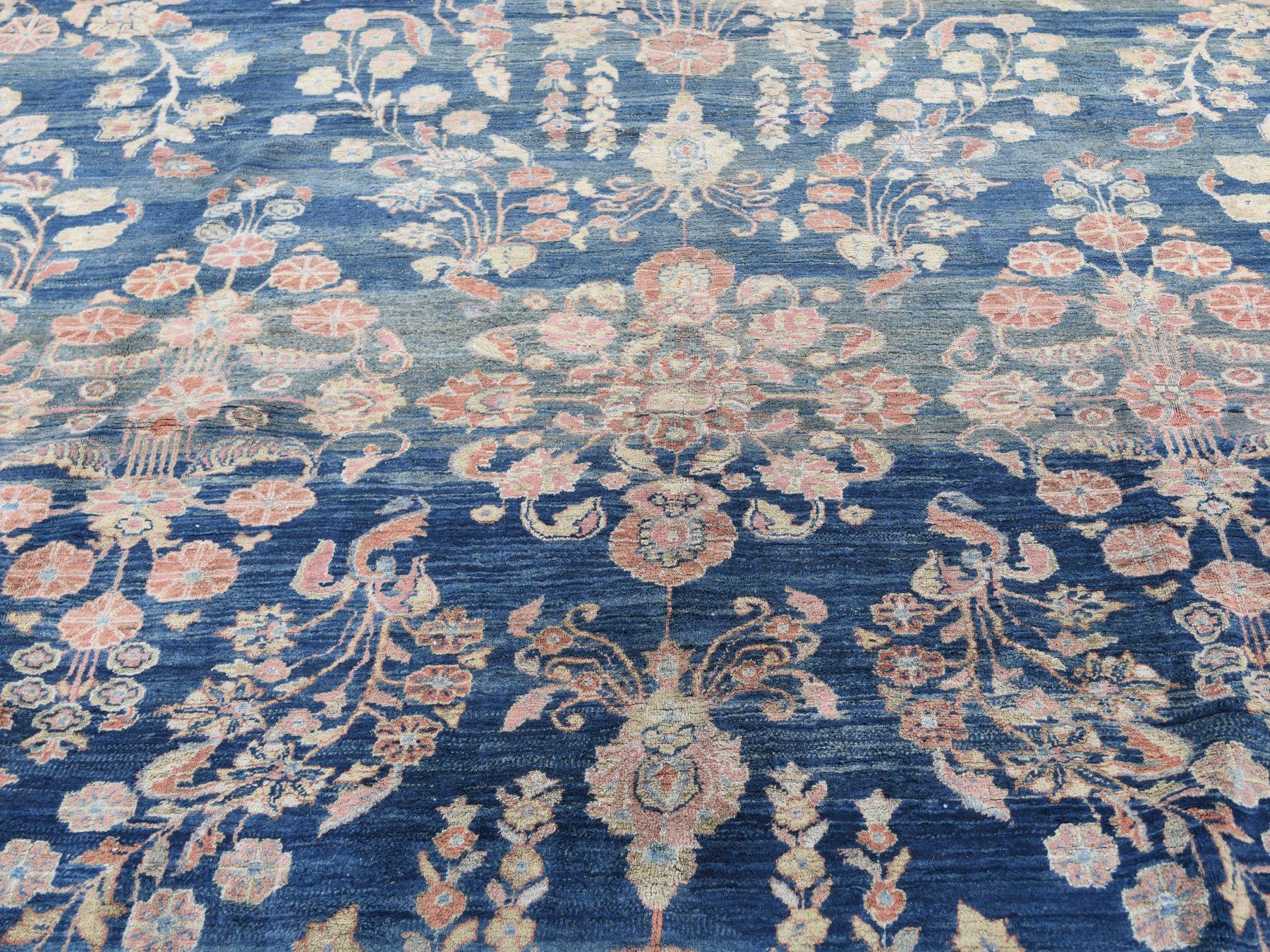 Blue Antique Persian Mohojaren Sarouk Full Soft Pile Abrush Hand Knotted 2