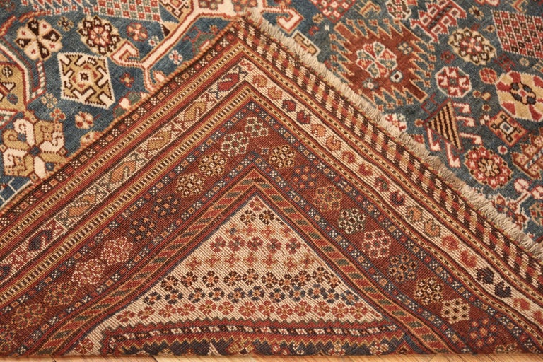 Blue Antique Persian Qashqai Rug. Size: 4 ft 10 in x 7 ft 2 in For Sale 2