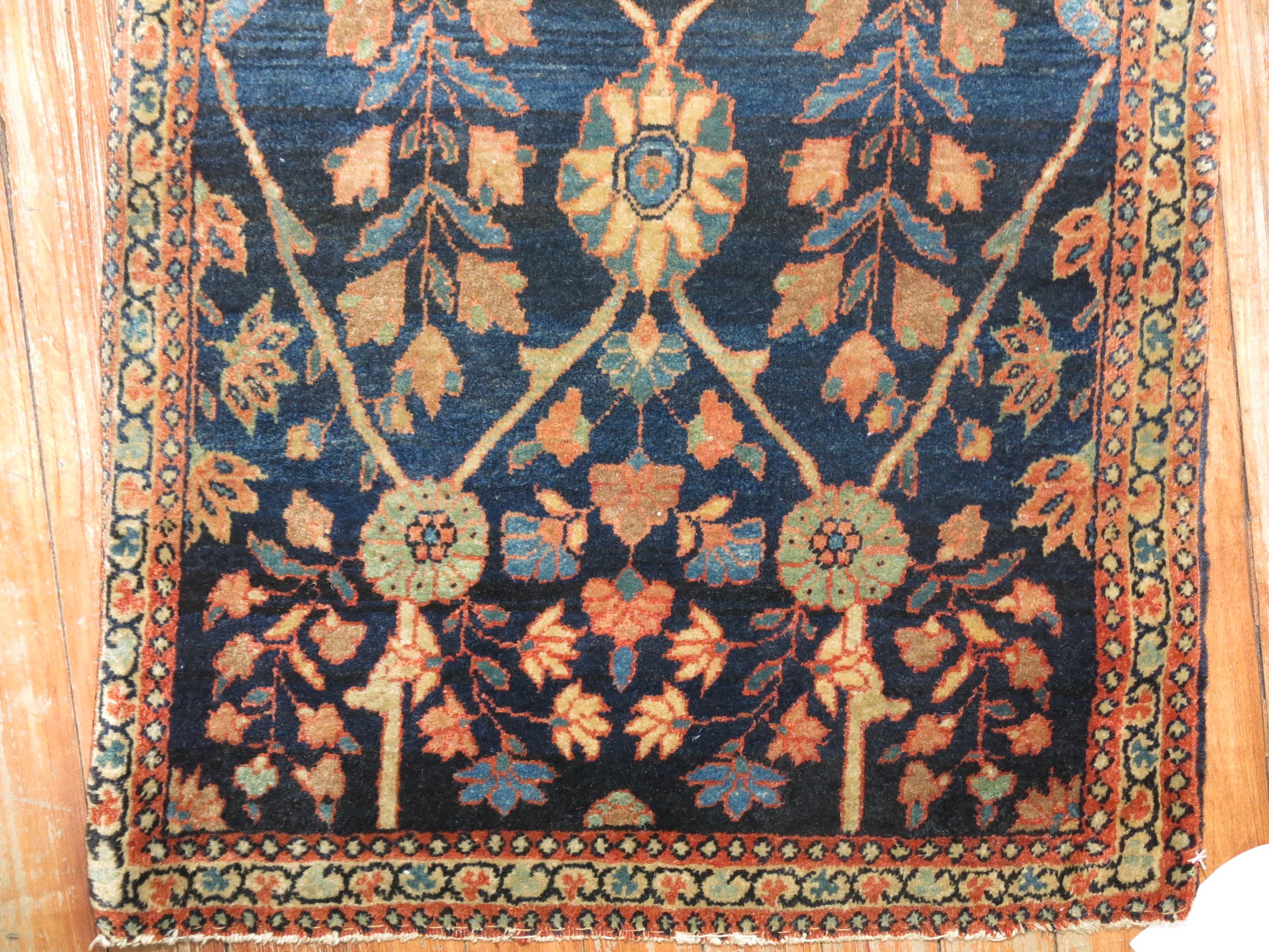 British Colonial Blue Antique Persian Sarouk Ferehan Rug