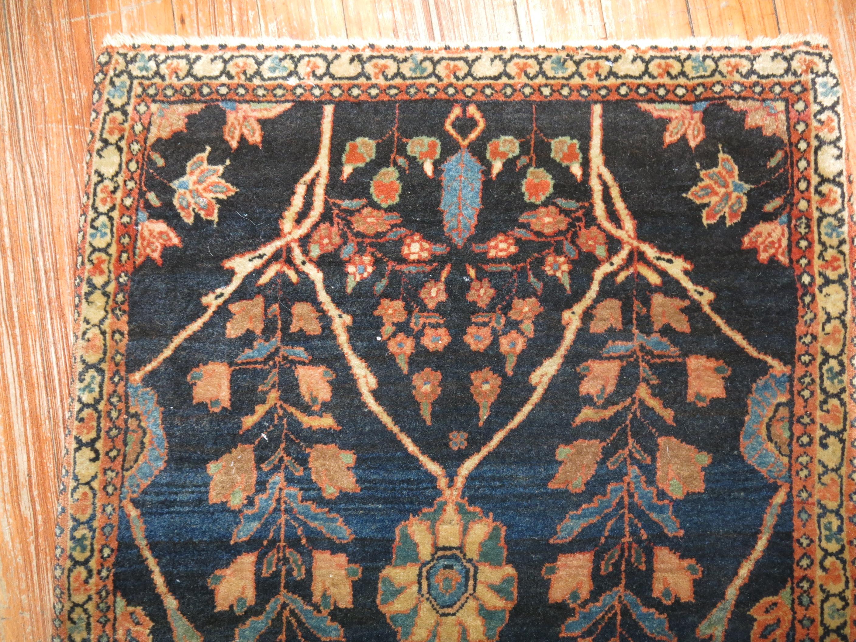Blue Antique Persian Sarouk Ferehan Rug In Good Condition In New York, NY