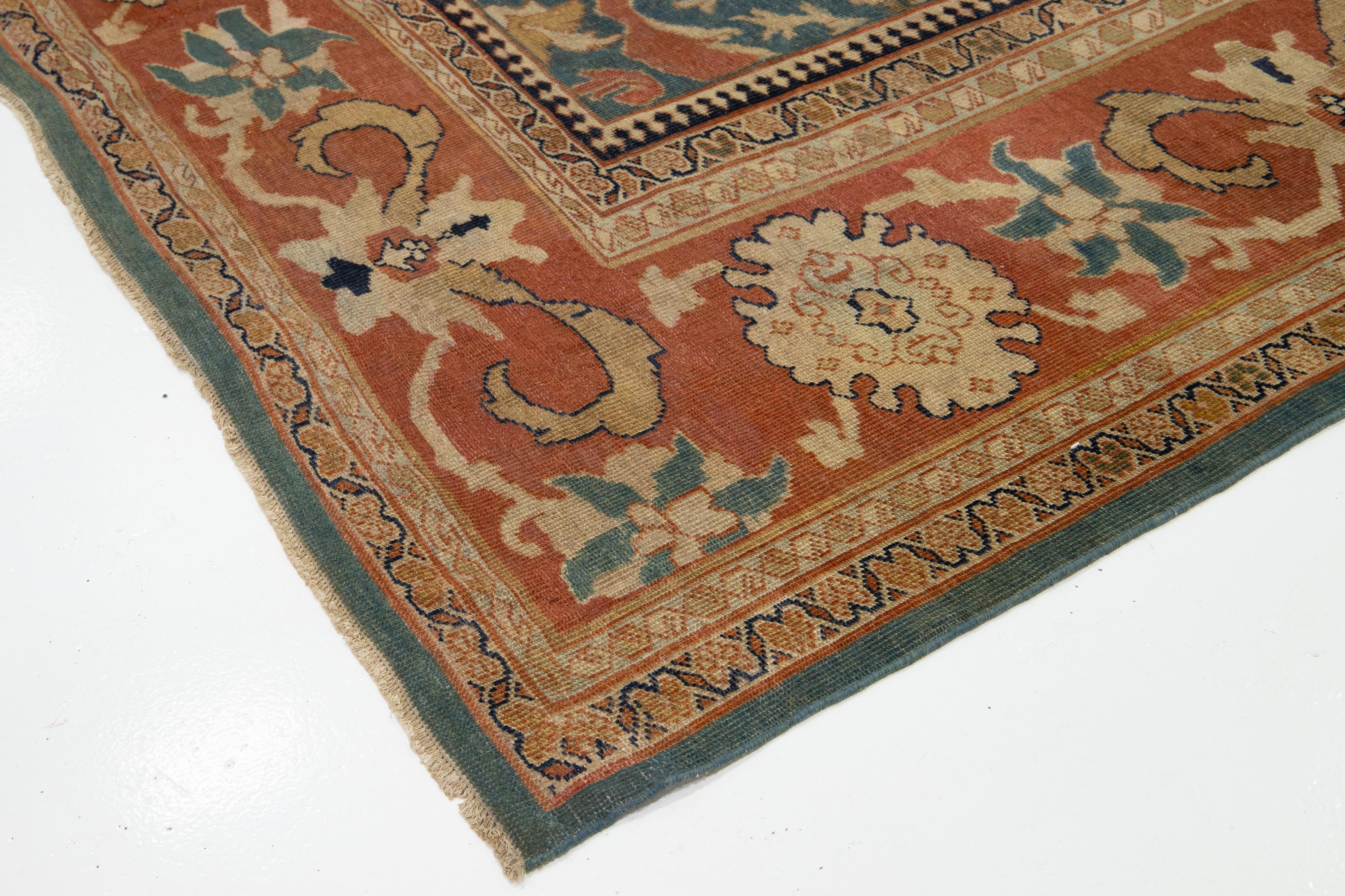 Tapis persan ancien Sultanabad en laine bleu, fabriqué à la main, datant des années 1900 en vente 2