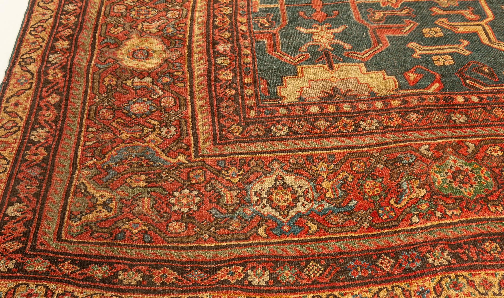Antique Persian Sultanabad Red Handmade Wool Rug In Good Condition For Sale In New York, NY