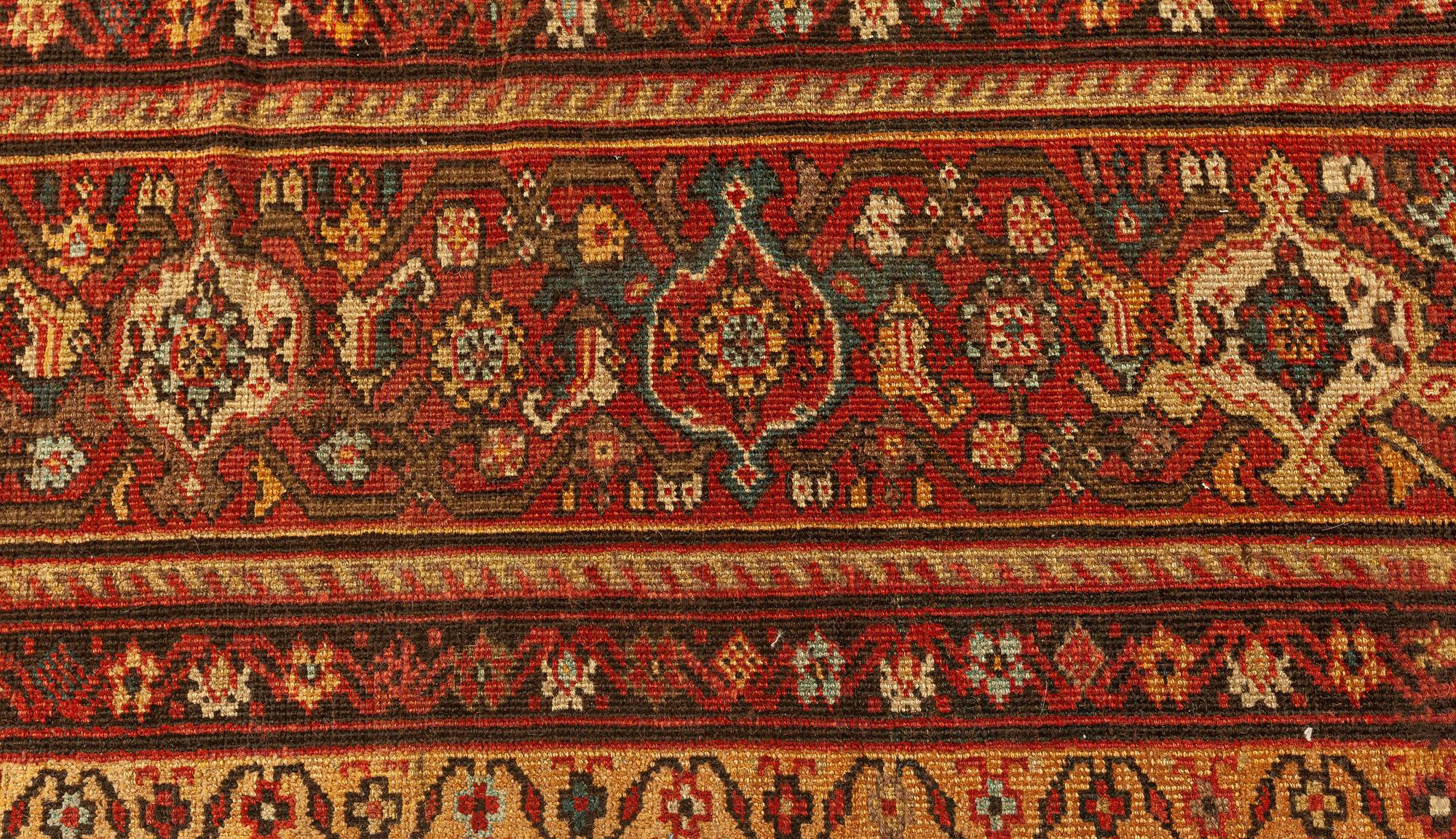 Antique Persian Sultanabad Red Handmade Wool Rug For Sale 3