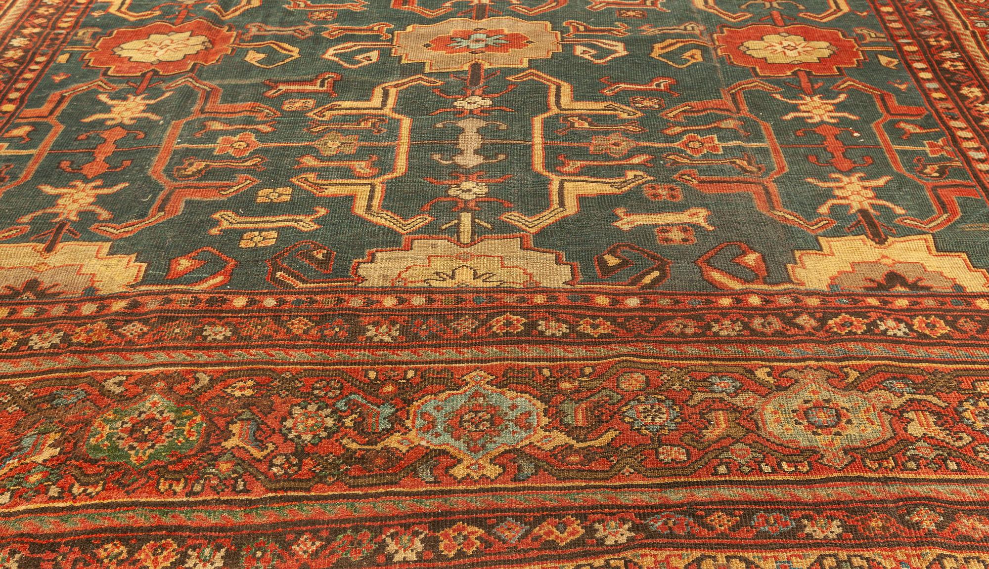 Antique Persian Sultanabad Red Handmade Wool Rug For Sale 4