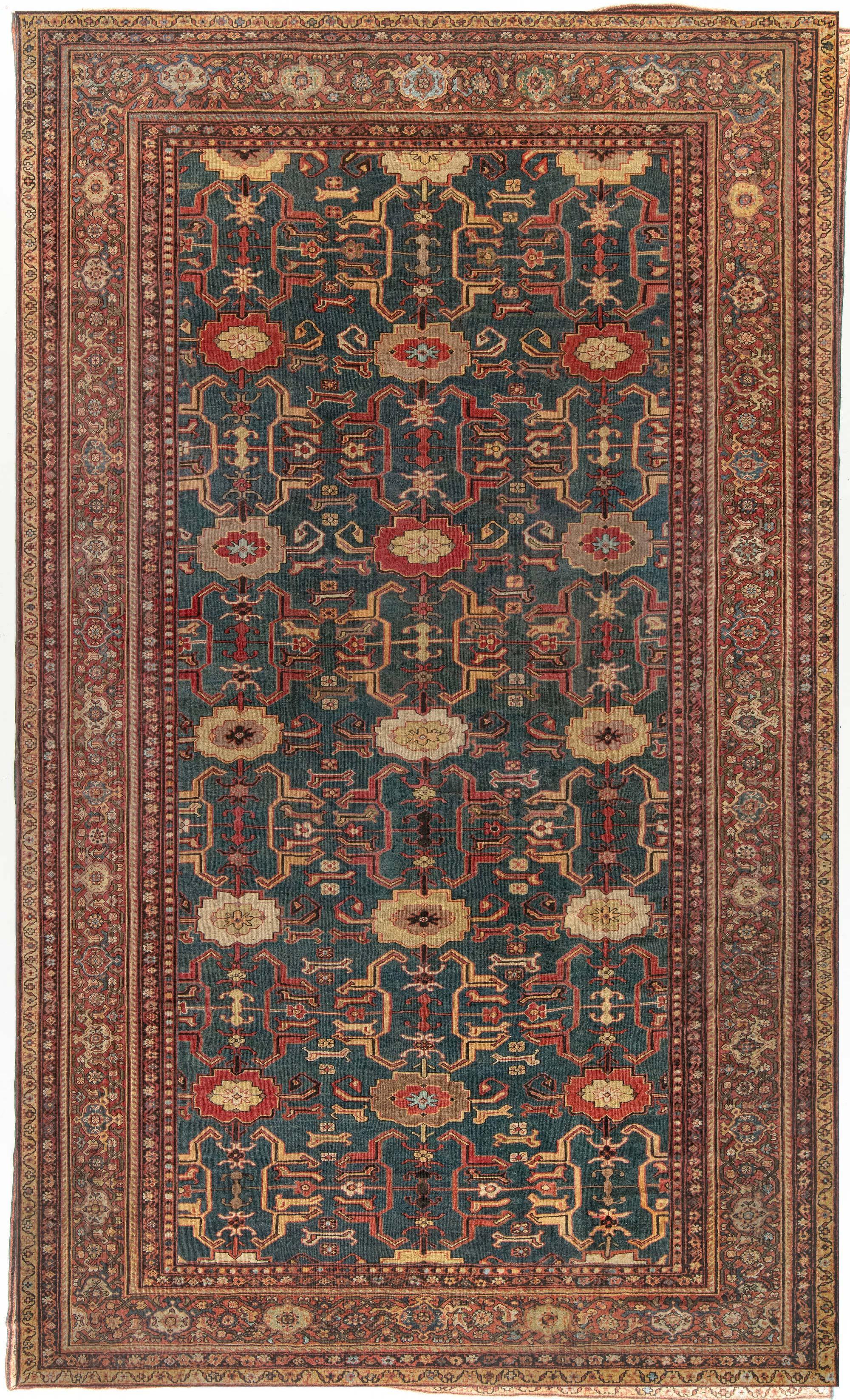 Antique Persian Sultanabad Red Handmade Wool Rug For Sale