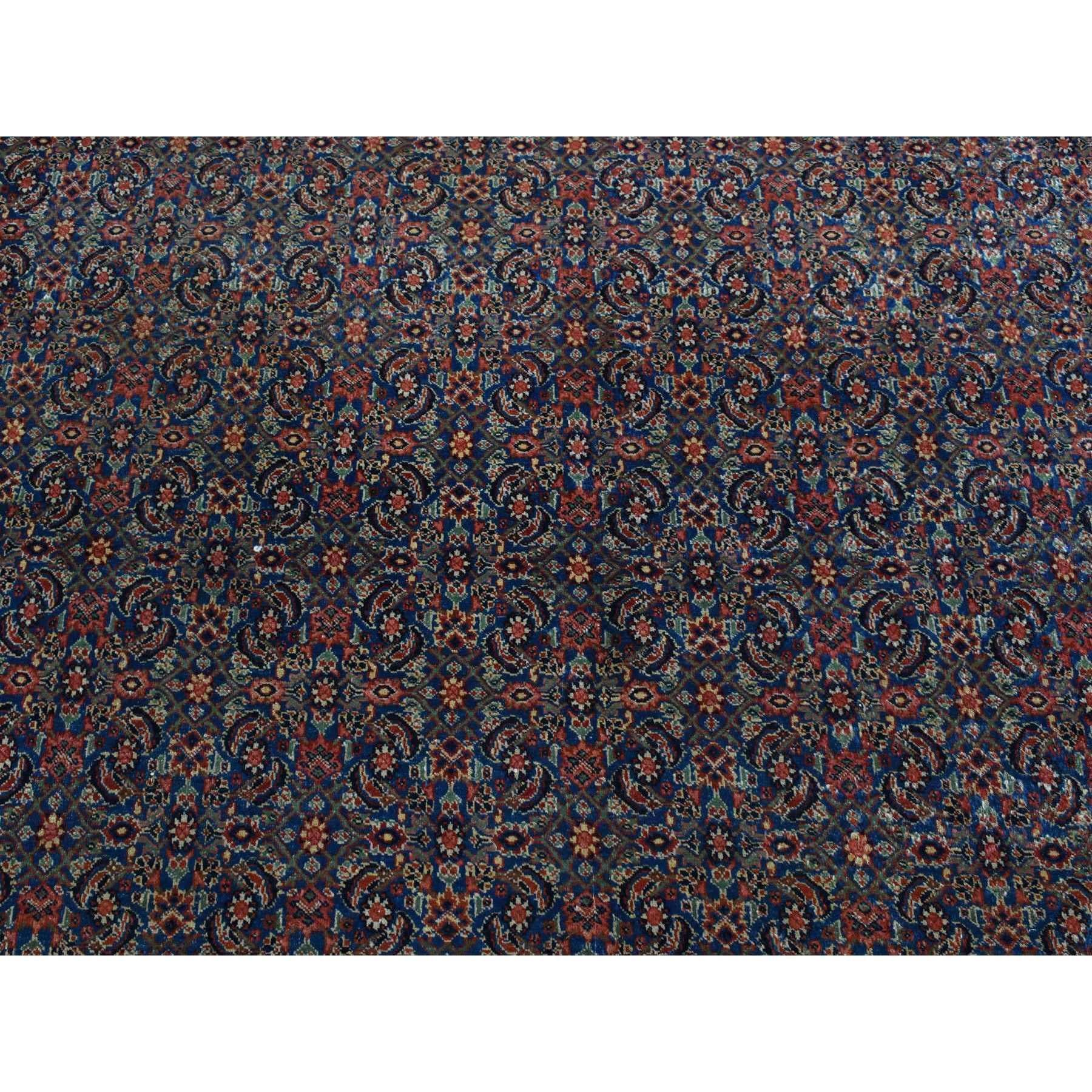 Blauer antiker persischer Täbris-Teppich Mahi Herat mit Fischmuster aus handgeknüpfter Wolle im Angebot 2