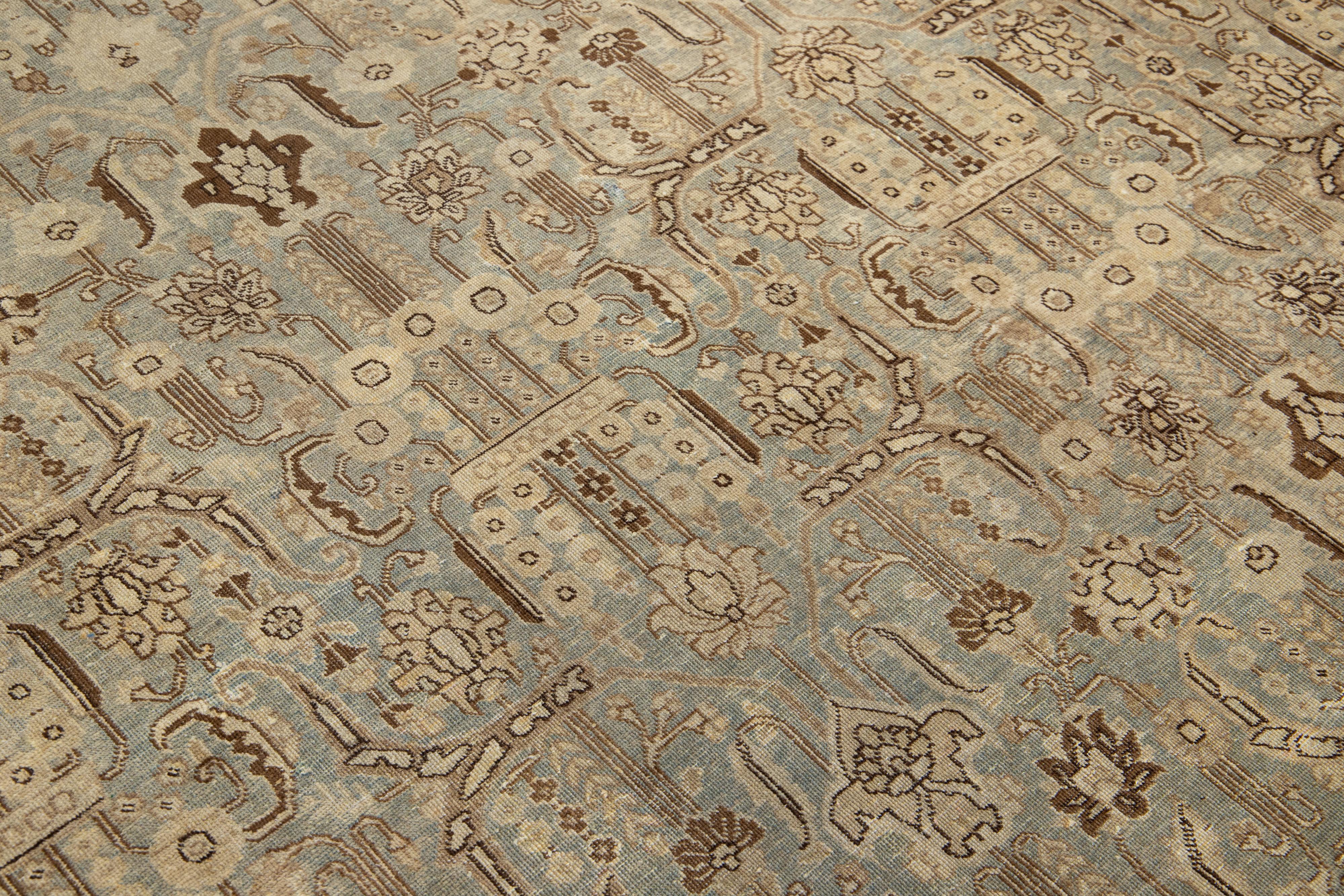 Tapis ancien en laine bleue Tabriz persan des années 1900 avec motif Allover Bon état - En vente à Norwalk, CT