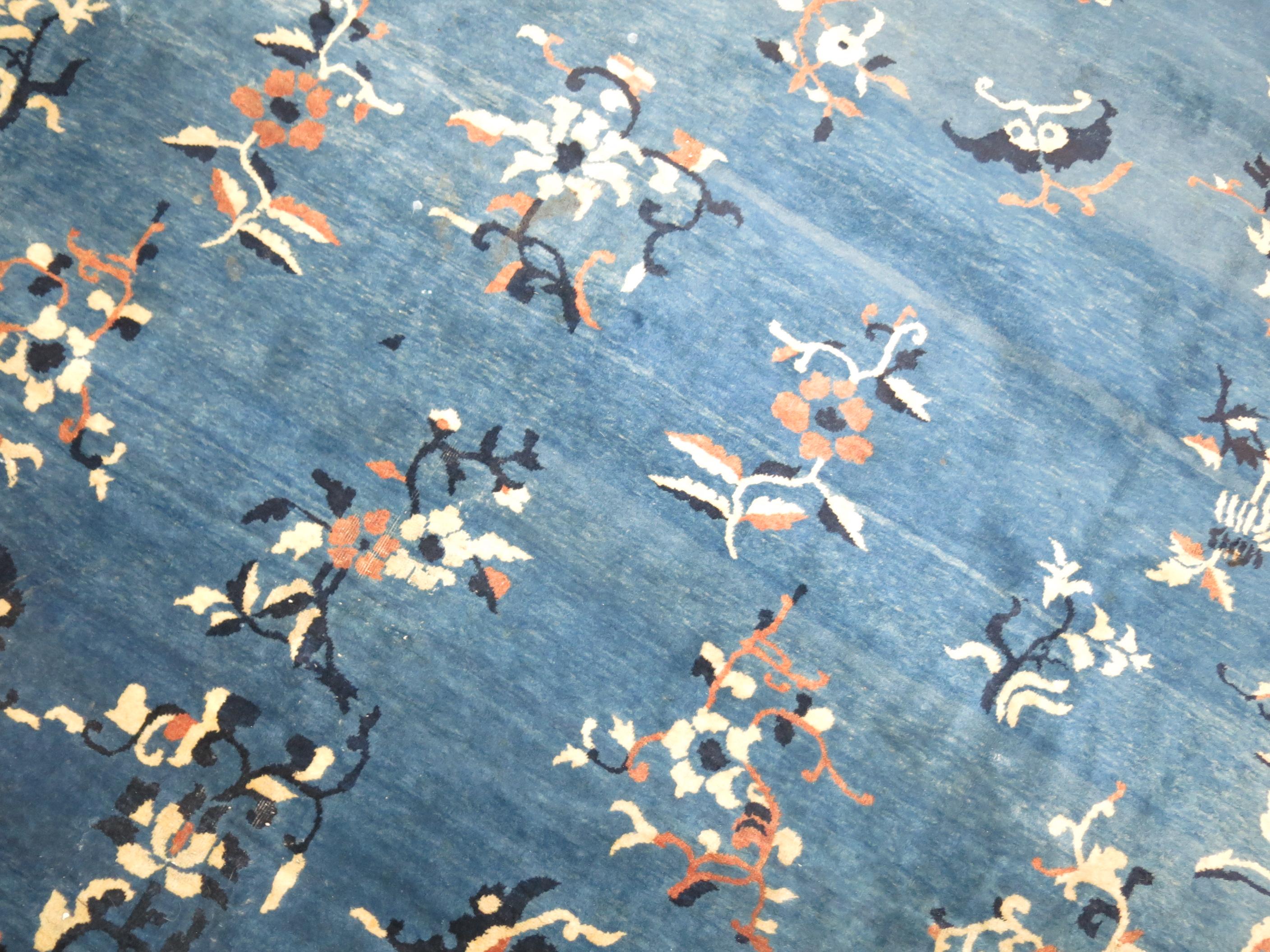 Blue Antique Shabby Chic Chinese Rug 3