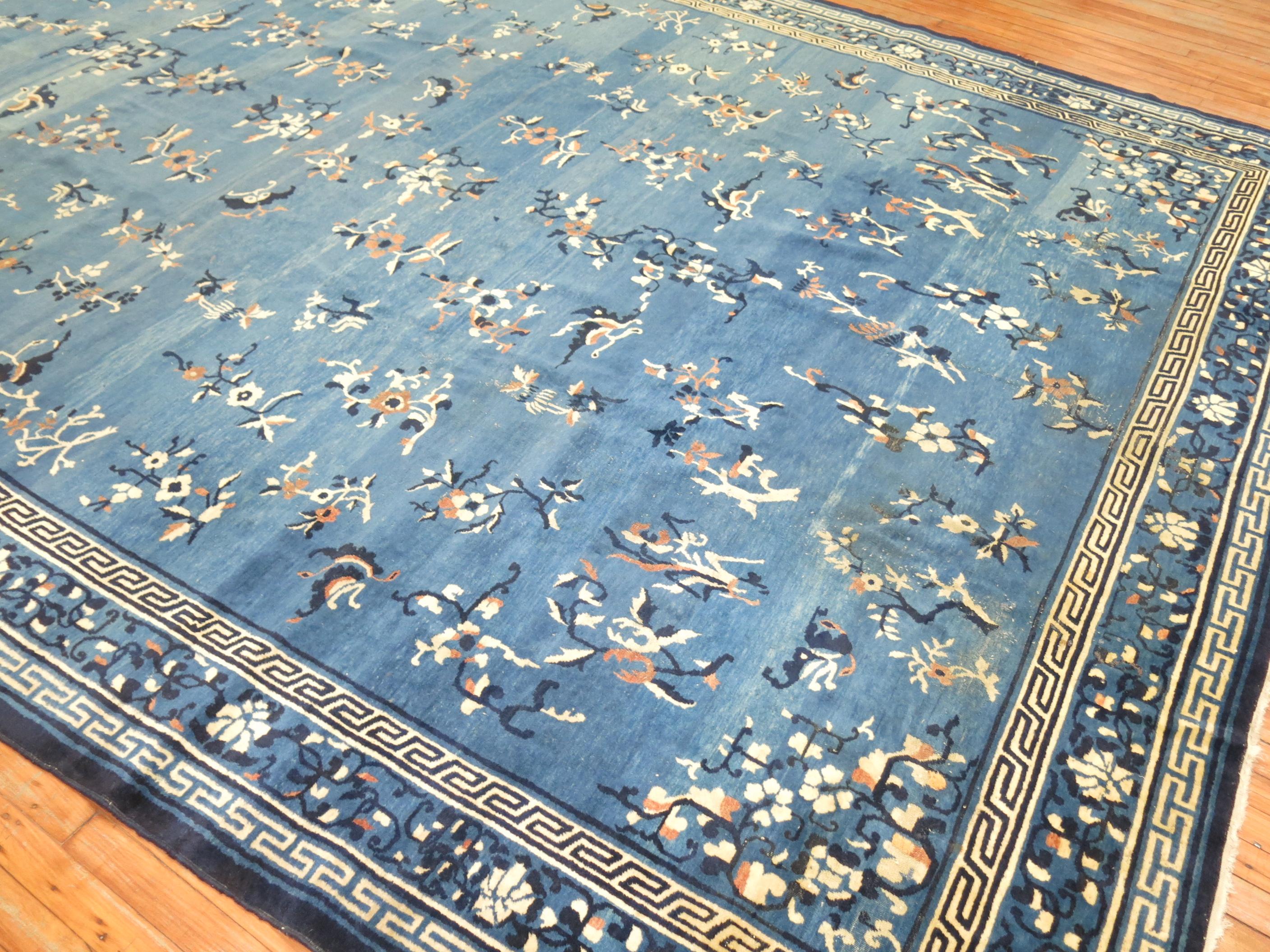 Blue Antique Shabby Chic Chinese Rug 5