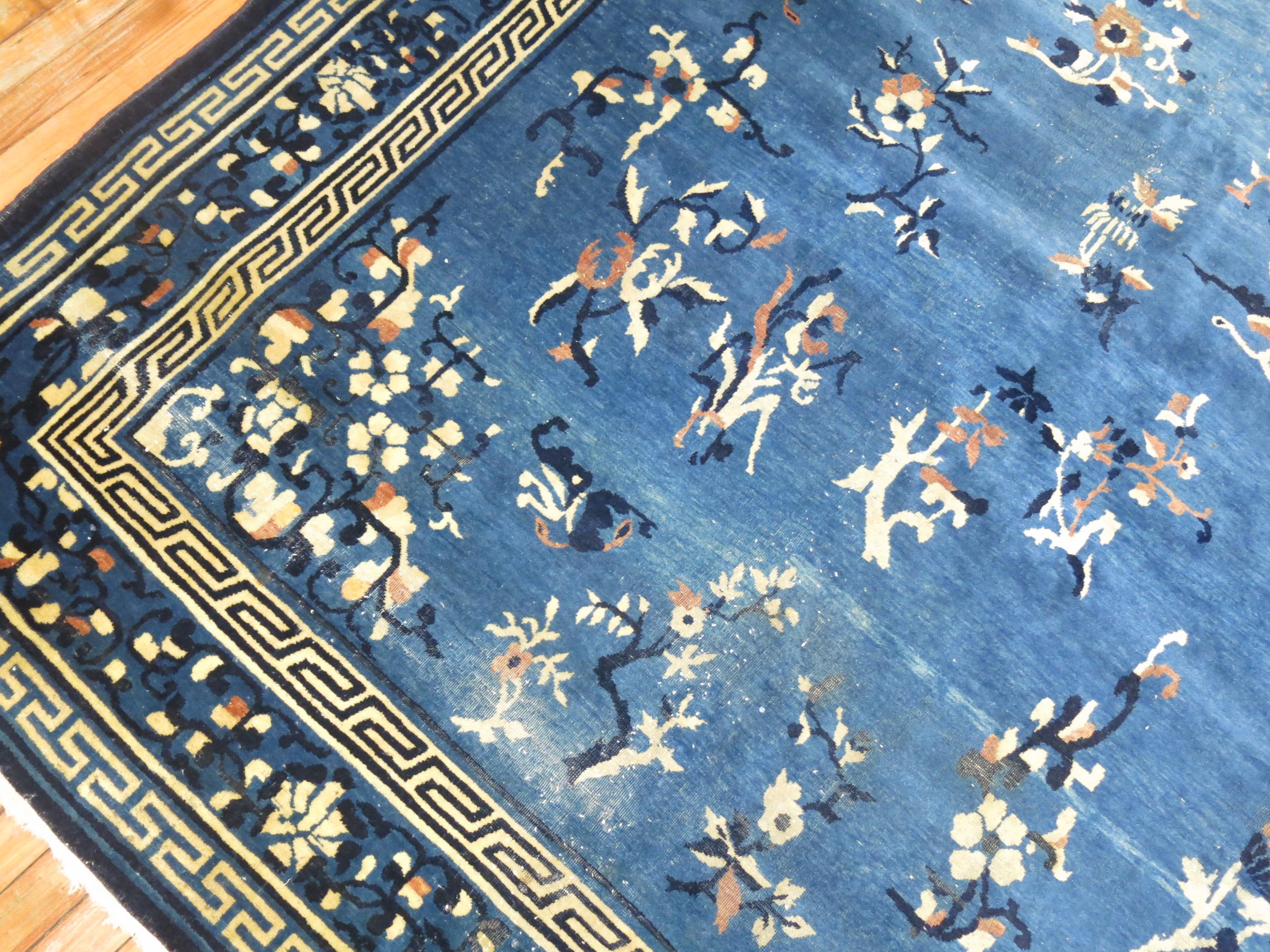 Wool Blue Antique Shabby Chic Chinese Rug