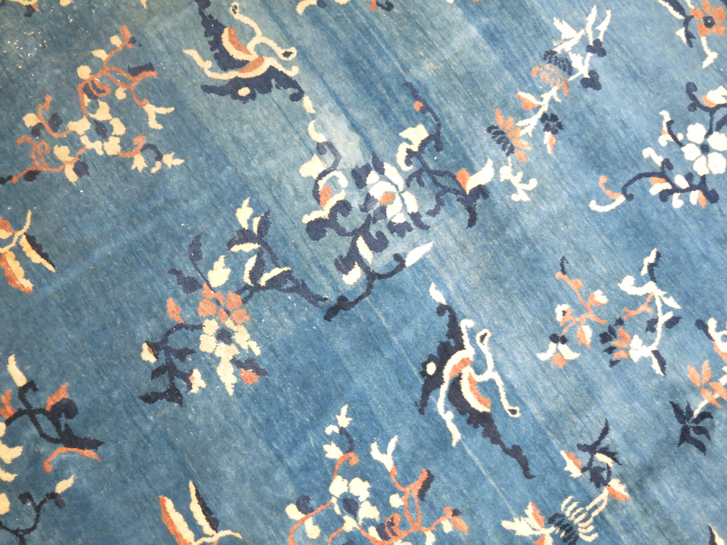 Blue Antique Shabby Chic Chinese Rug 2