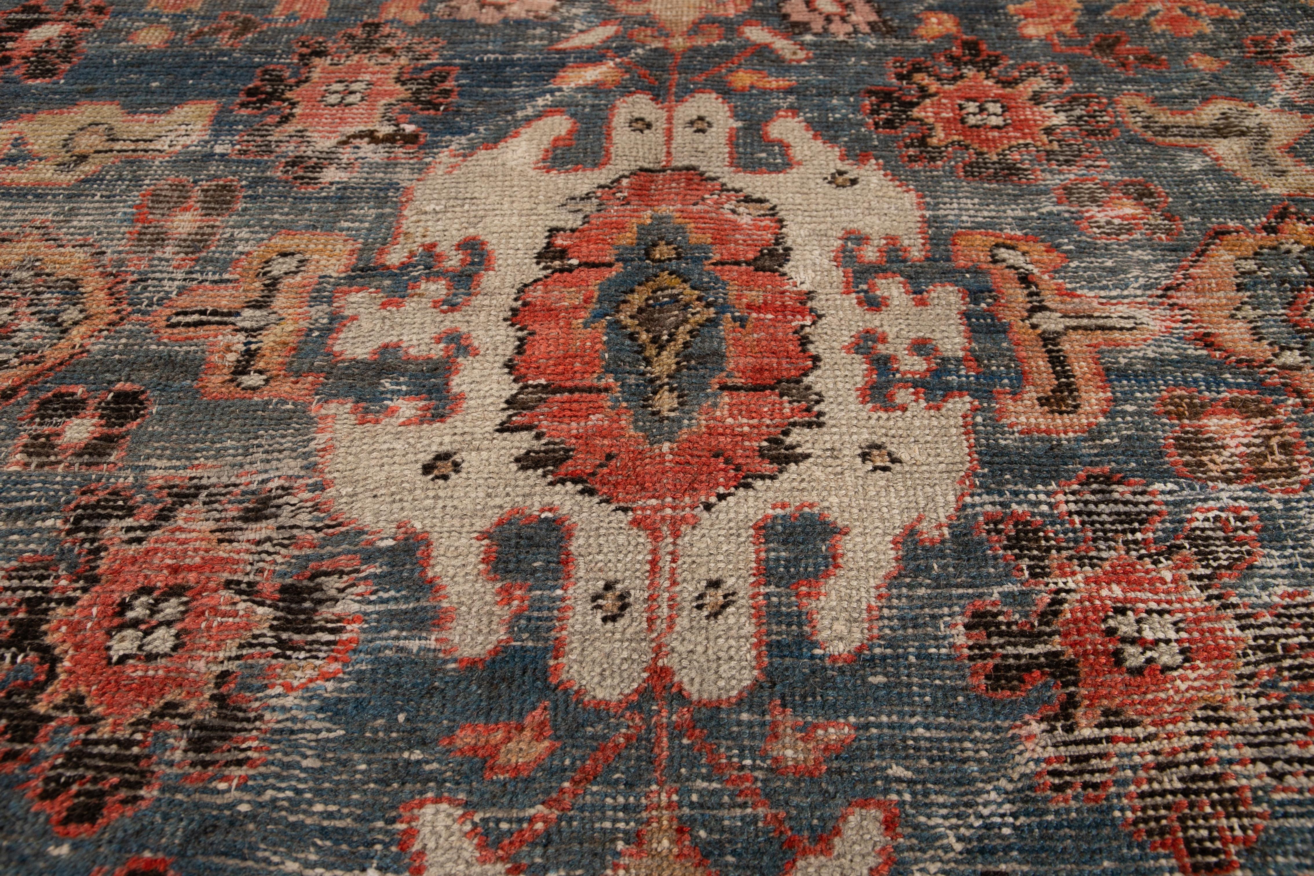 Blue Antique Mahal Wool Rug 10