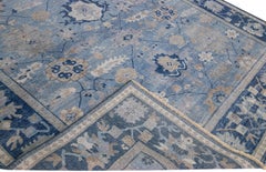 Blue Apadana's Artisan Collection Handmade Floral Designed Wool Rug