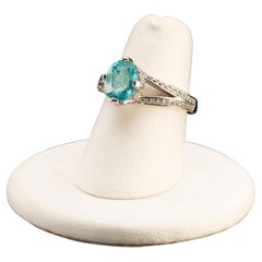 Blue Apatite and Diamond Ring