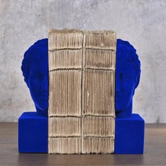 Blue Apollo Bookends in Velvet, Classical Sculpture Reinterpreted