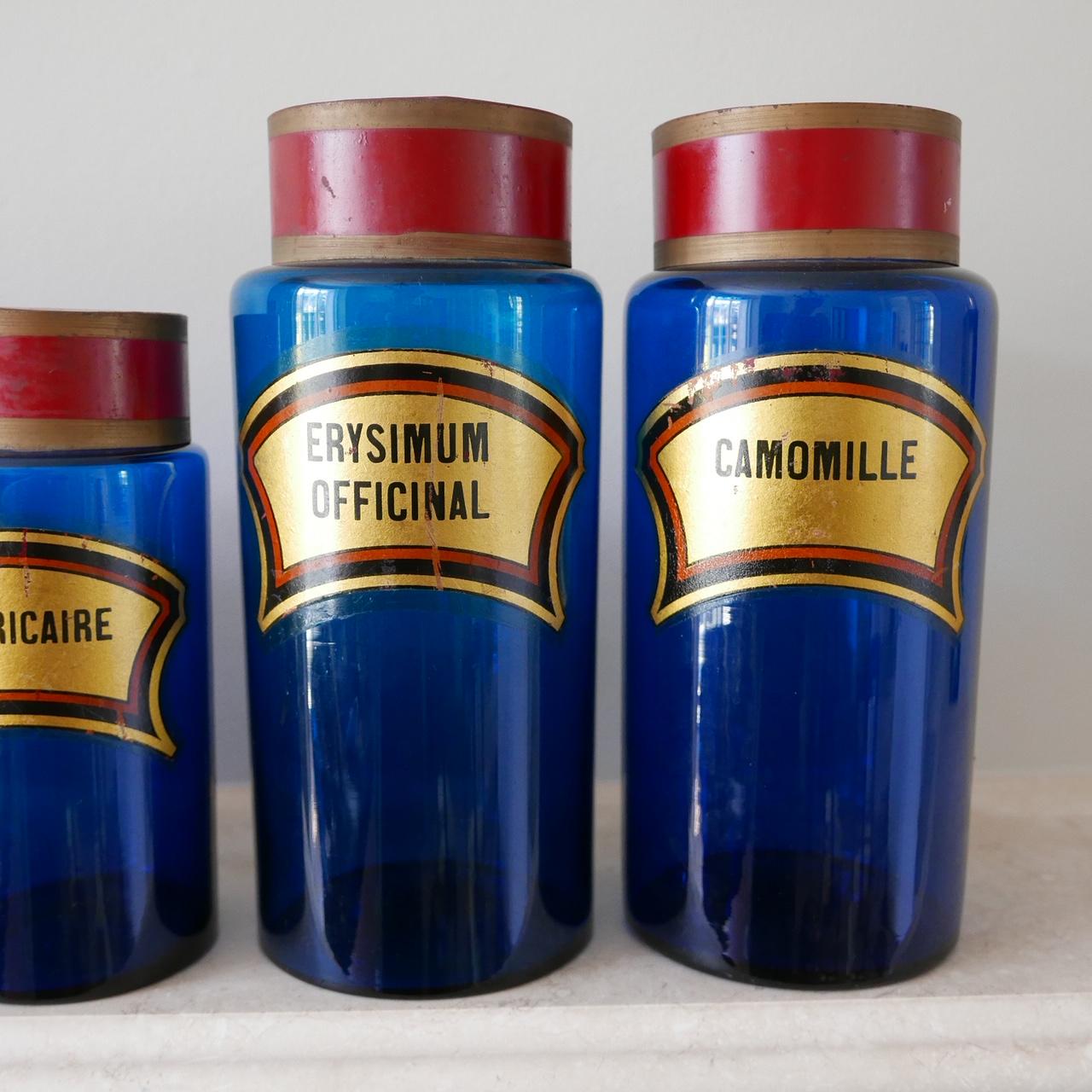 20th Century Blue Apothecary Jars