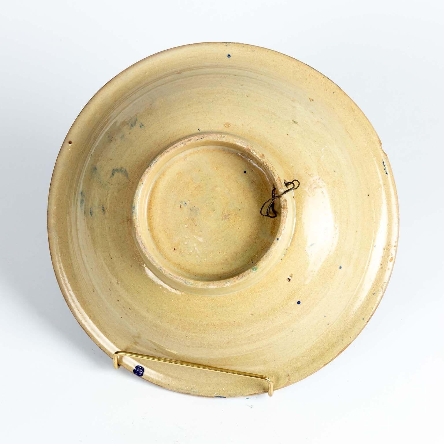 Ceramic Blue, Aqua and Yellow Moroccan Bowl, early 20th Century For Sale