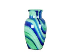 Blue, Aquamarine & Green Murano Glass Vase by Carlo Moretti, 1996