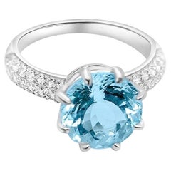 Anello con acquamarina blu, anello di fidanzamento minimalista, anello di promessa elegante, regalo per lei