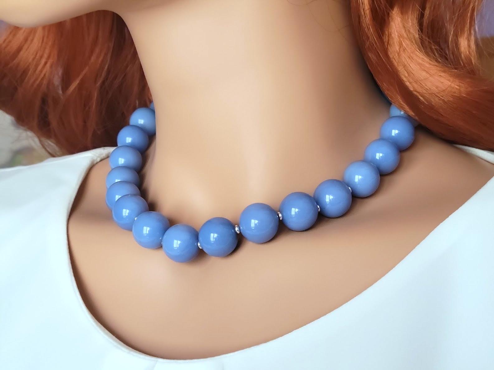 Women's Blue Aragonite Necklace, Glow in the Dark For Sale