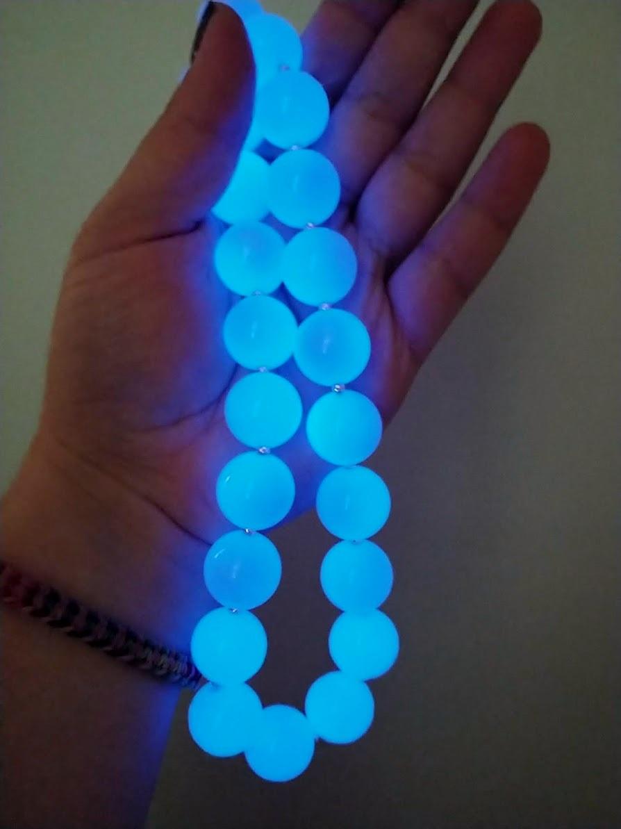 Blue Aragonite Necklace, Glow in the Dark 5