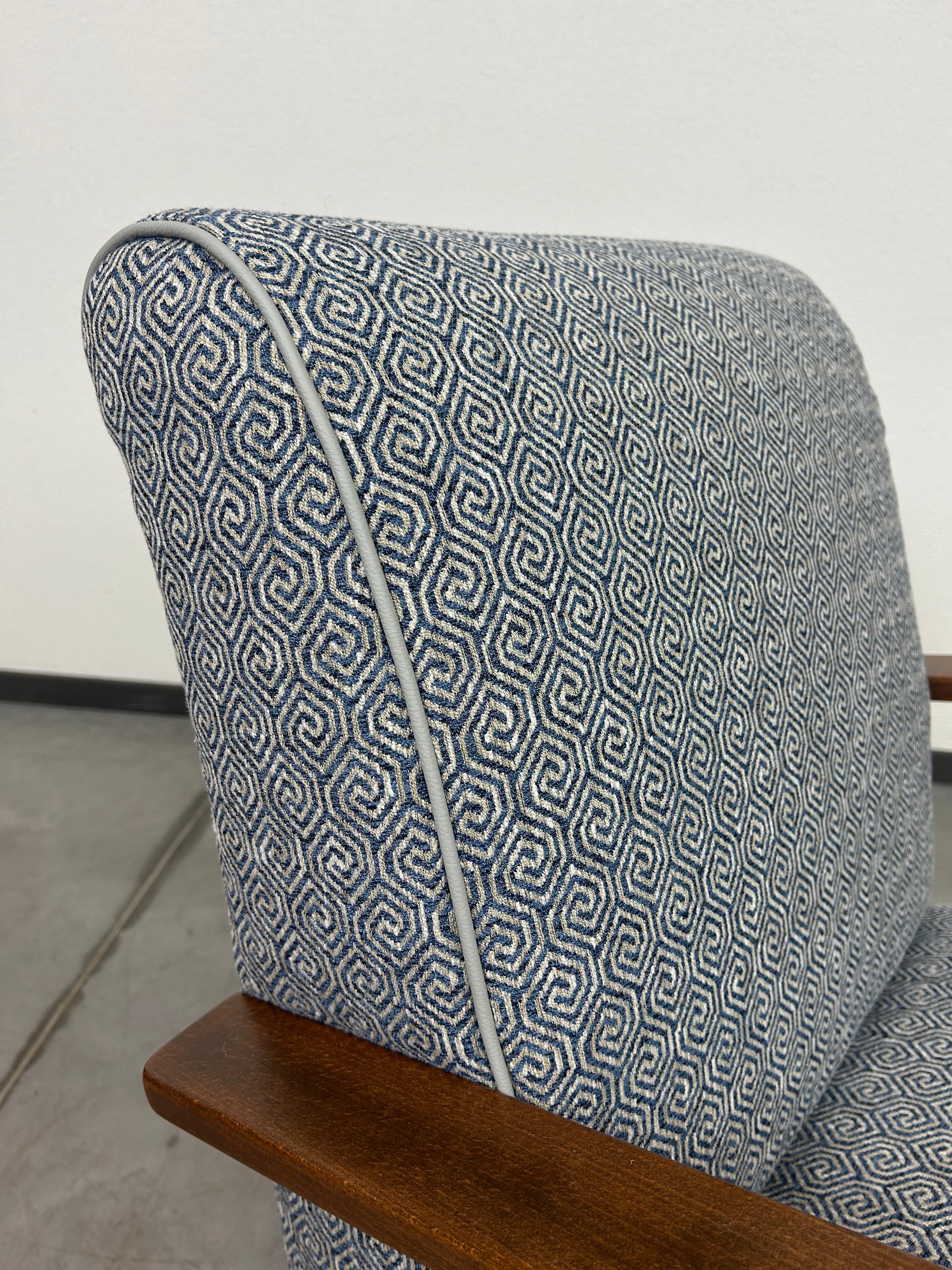 Ceco Poltrona art déco blu di Jindřich Halabala