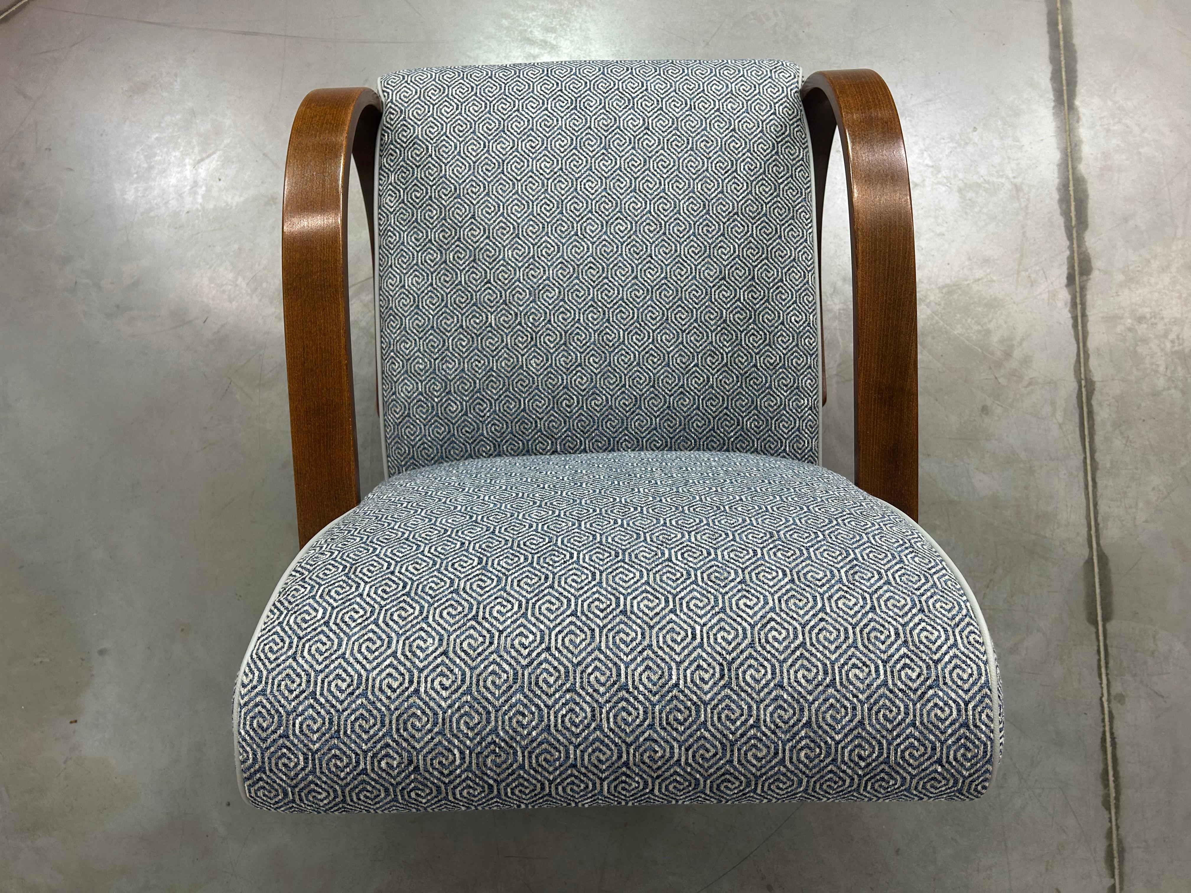 Tessuto Poltrona art déco blu di Jindřich Halabala