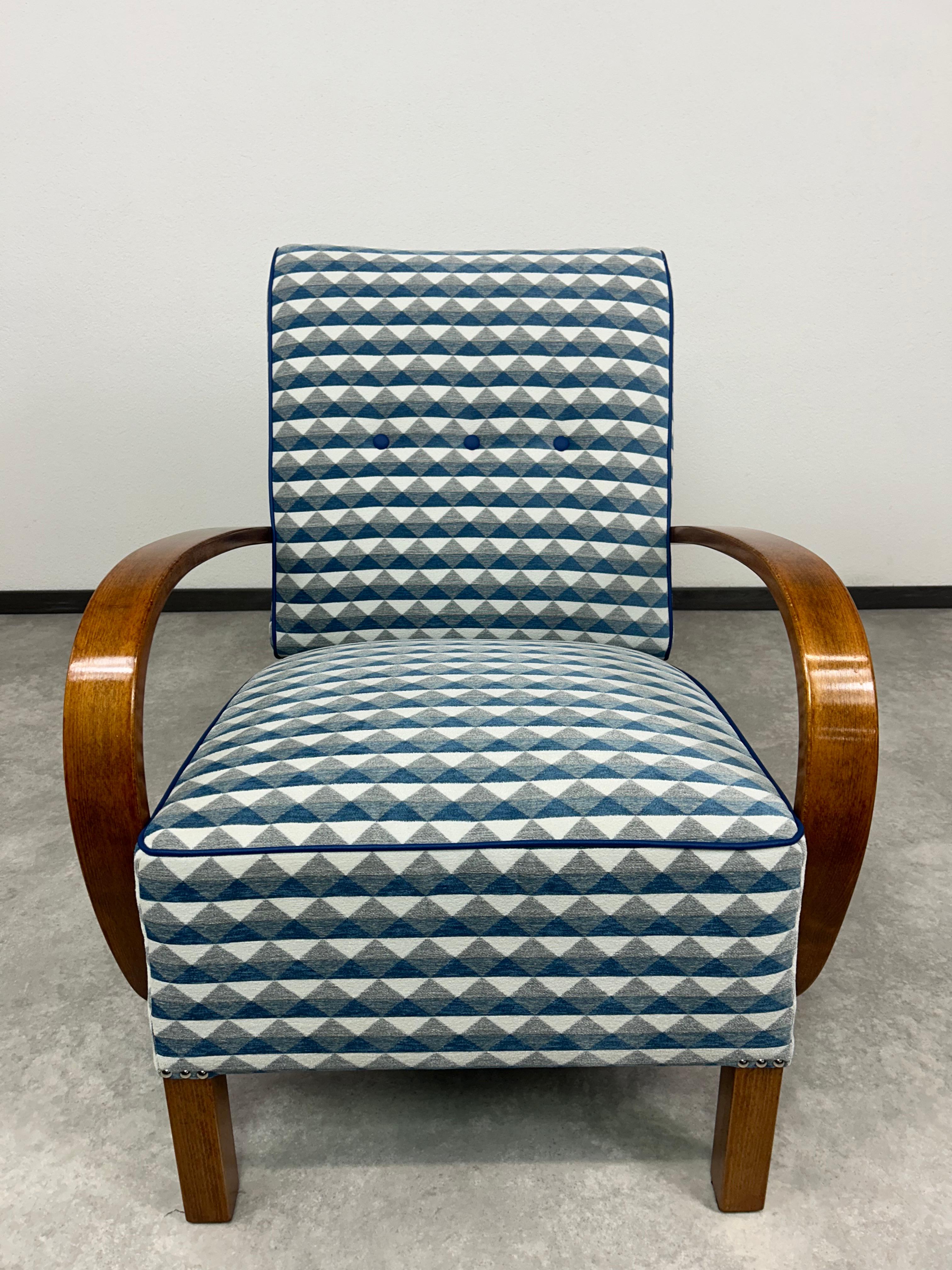 Sillones art déco azules de Jindřich Halabala Art Decó en venta