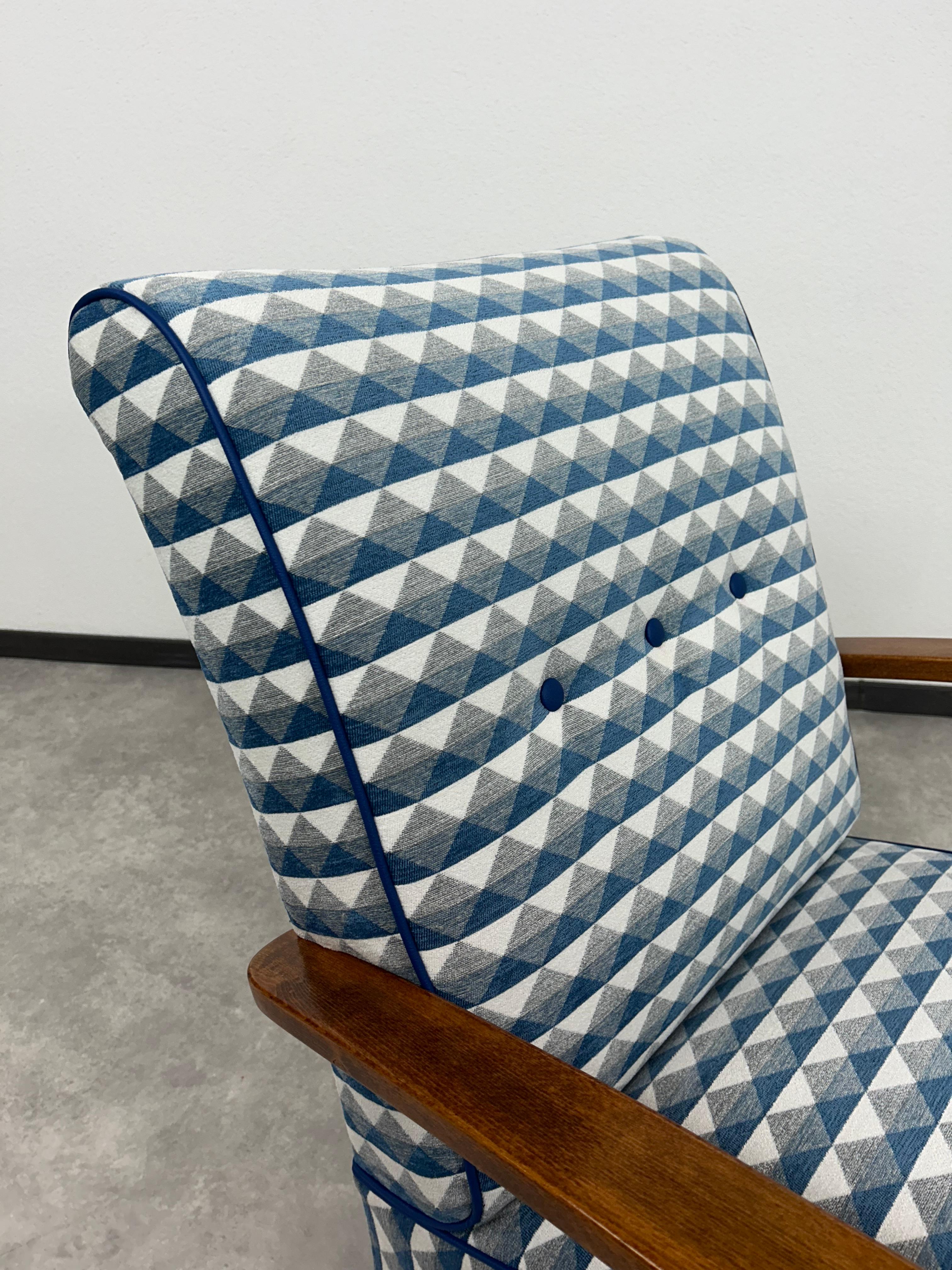 Sillones art déco azules de Jindřich Halabala mediados del siglo XX en venta