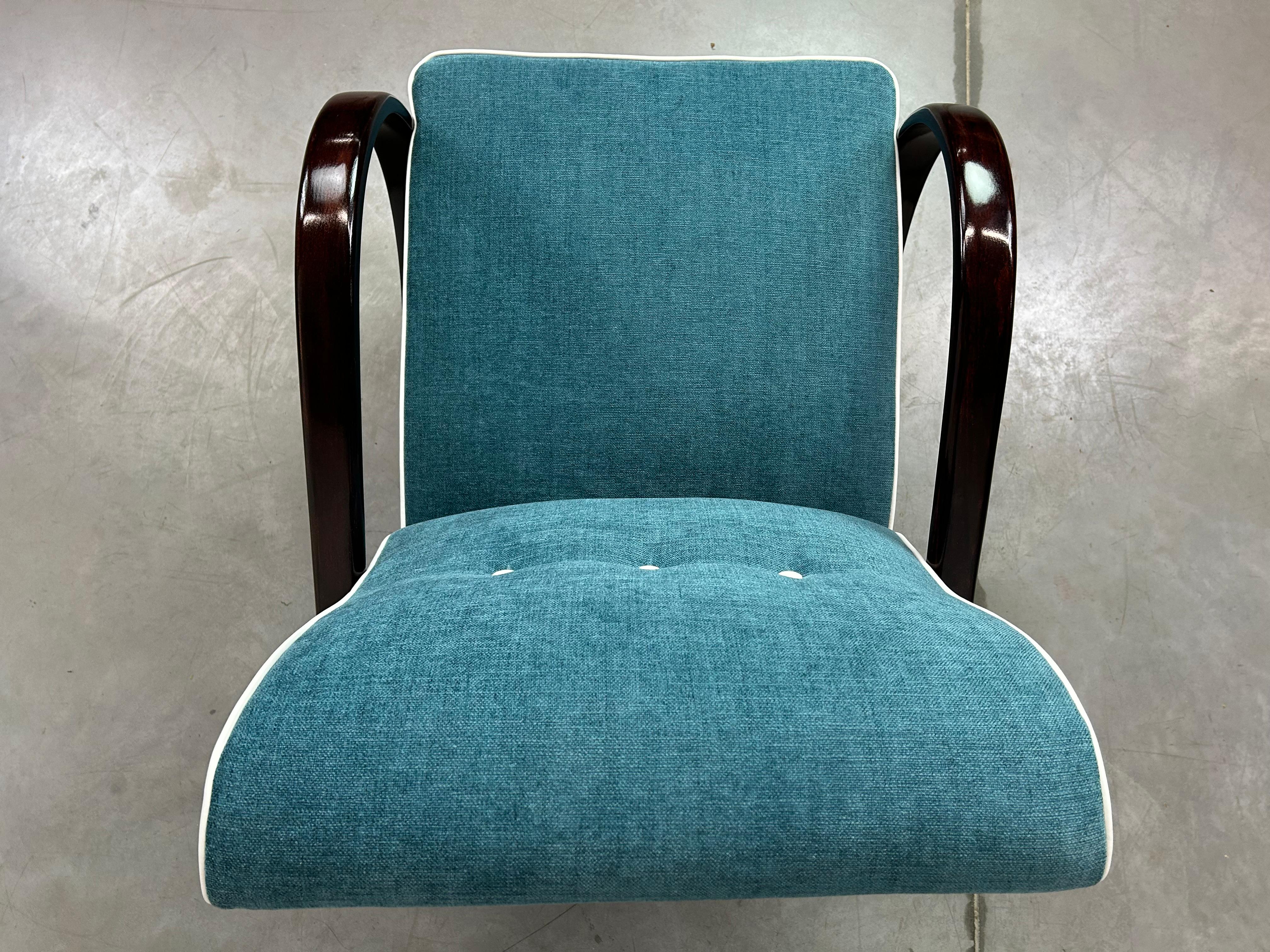 Blue art deco armchairs by Jindřich Halabala For Sale 2