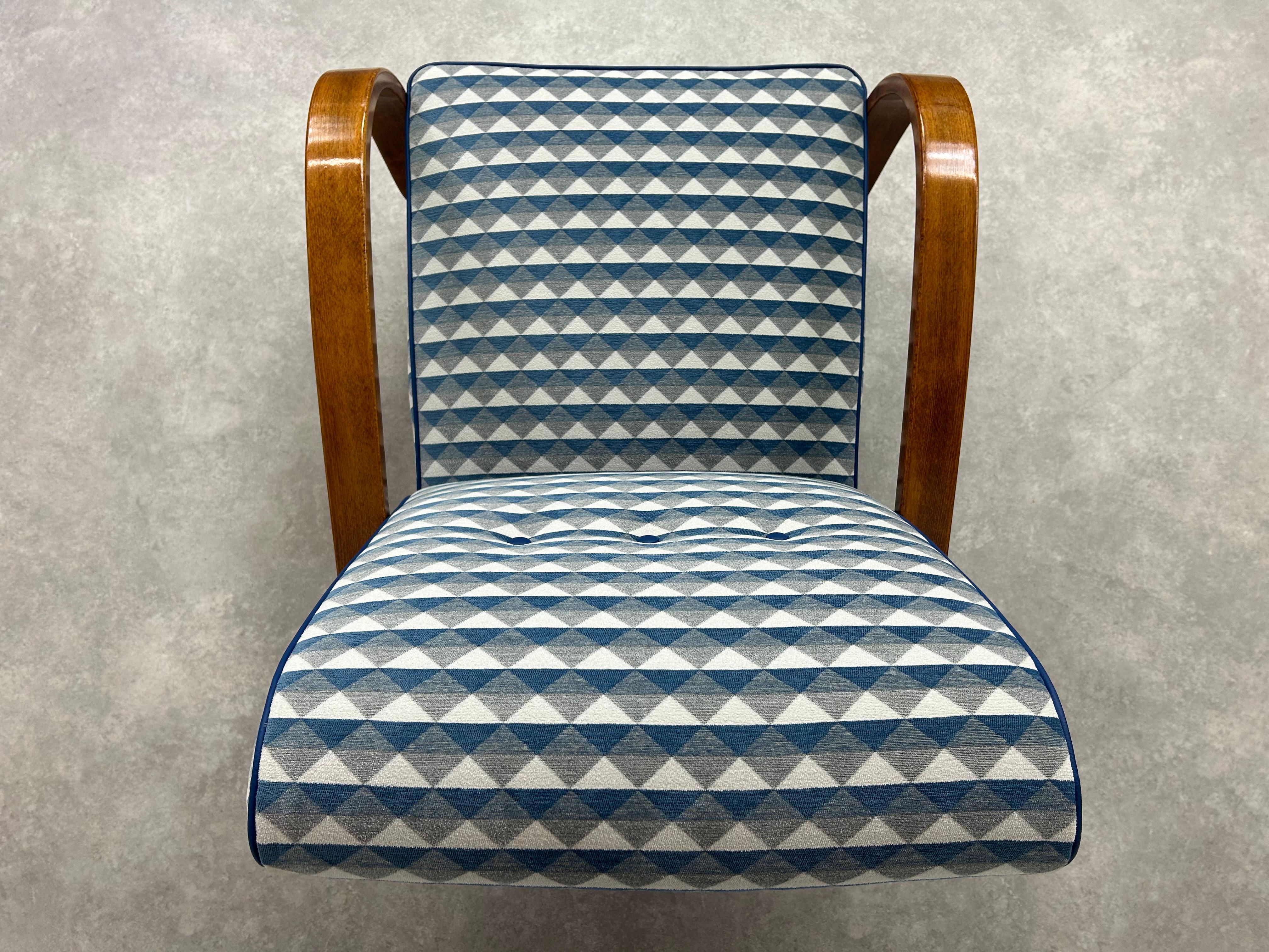 Sillones art déco azules de Jindřich Halabala en venta 2